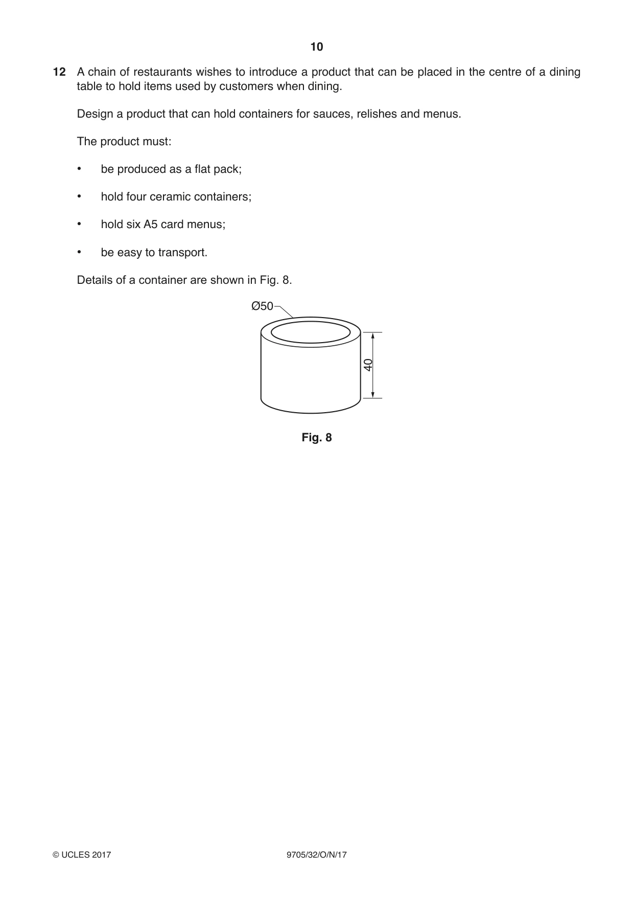 Cambridge A Level Design and Technology 9705 2017 Oct/Nov Paper 3 · Variant 2 question paper, page 10 of 12