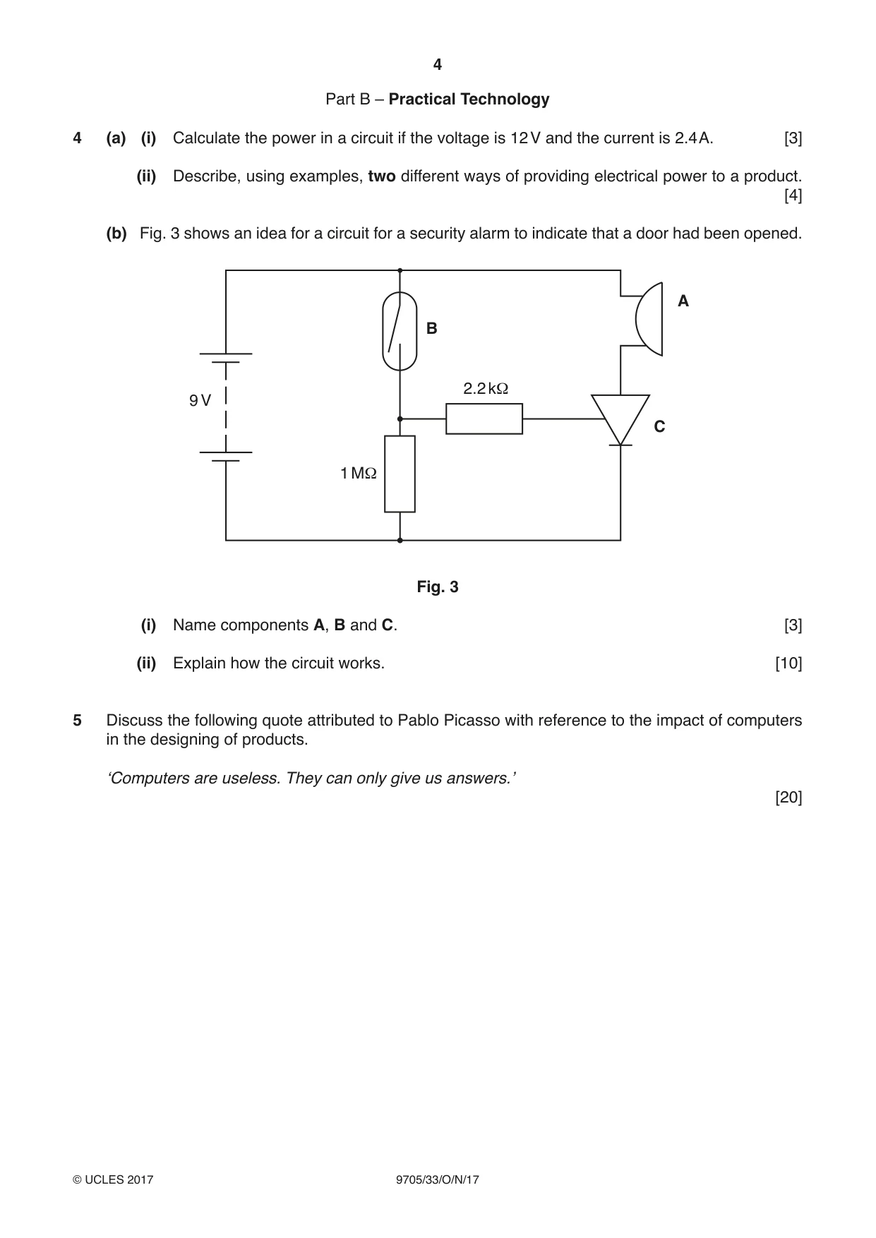 Cambridge A Level Design and Technology 9705 2017 Oct/Nov Paper 3 · Variant 3 question paper, page 4 of 12