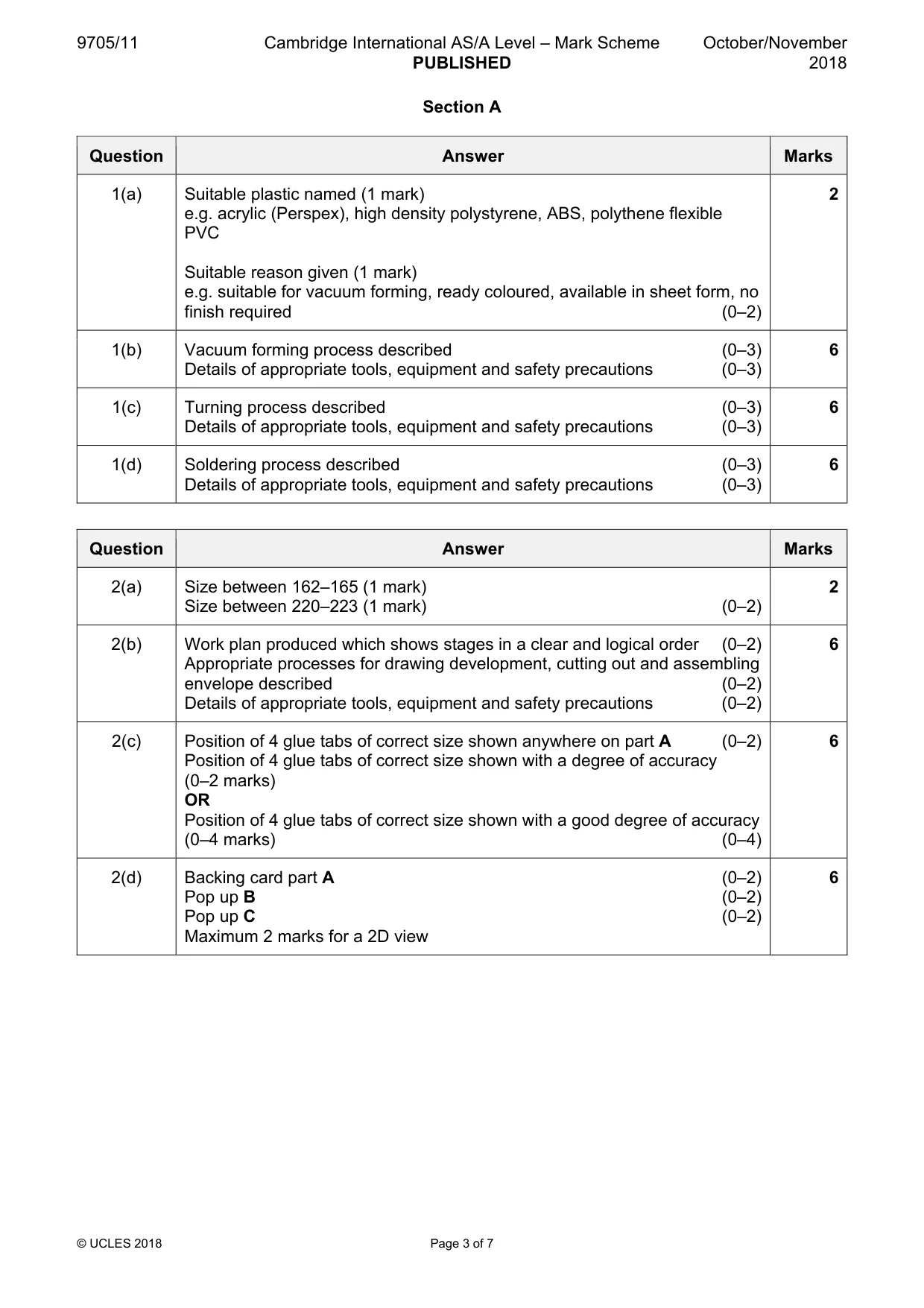 Mark scheme, page 3 of 7