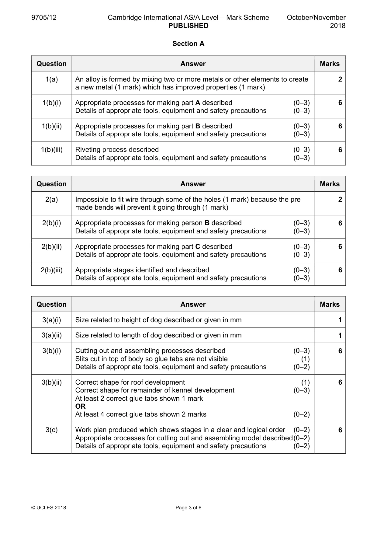 Mark scheme, page 3 of 6