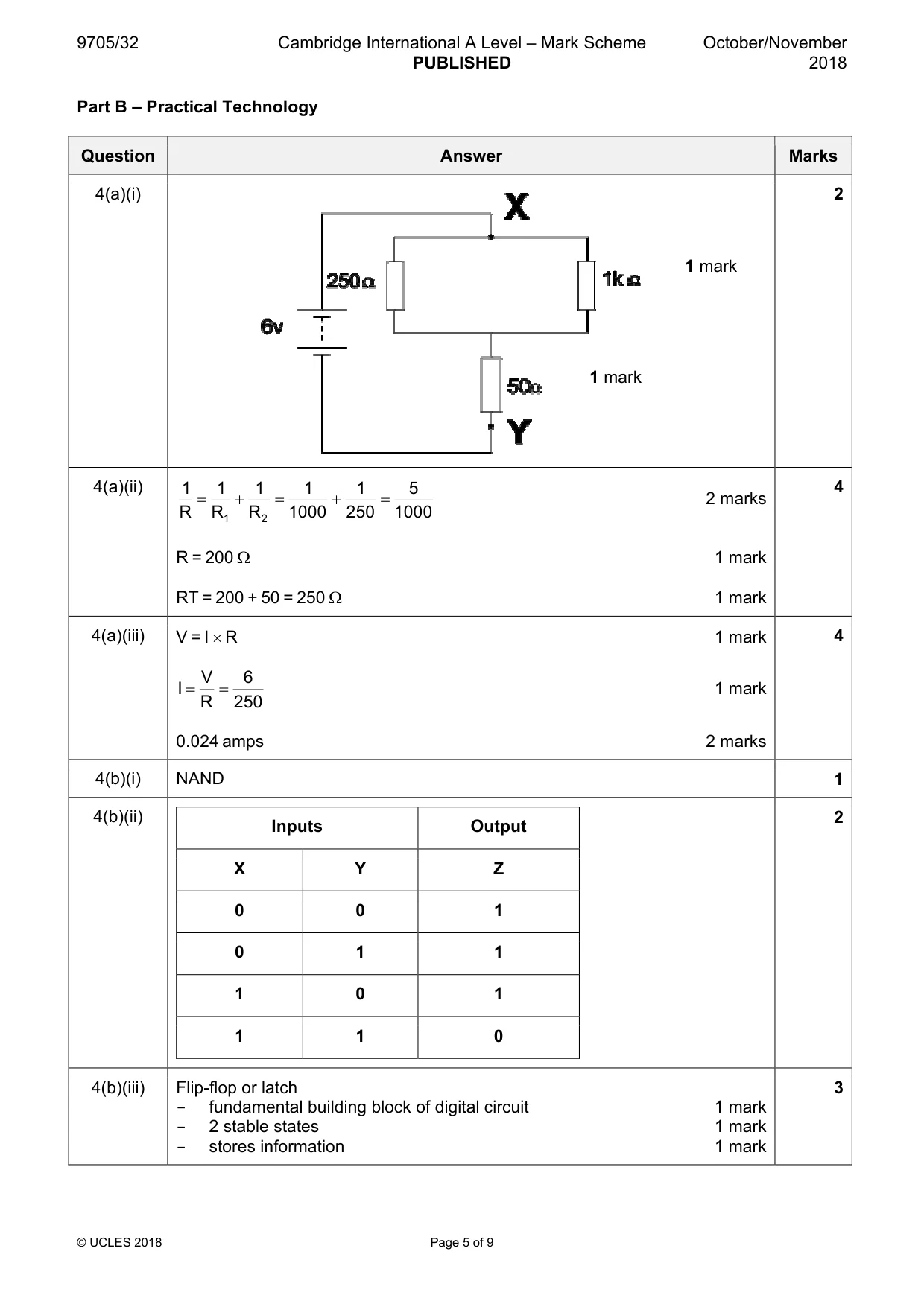 Mark scheme, page 5 of 9