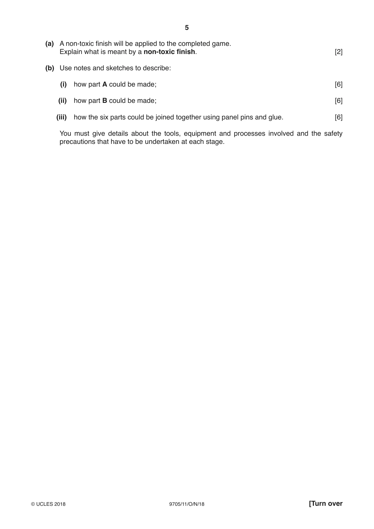 Cambridge A Level Design and Technology 9705 2018 Oct/Nov Paper 1 · Variant 1 question paper, page 5 of 16
