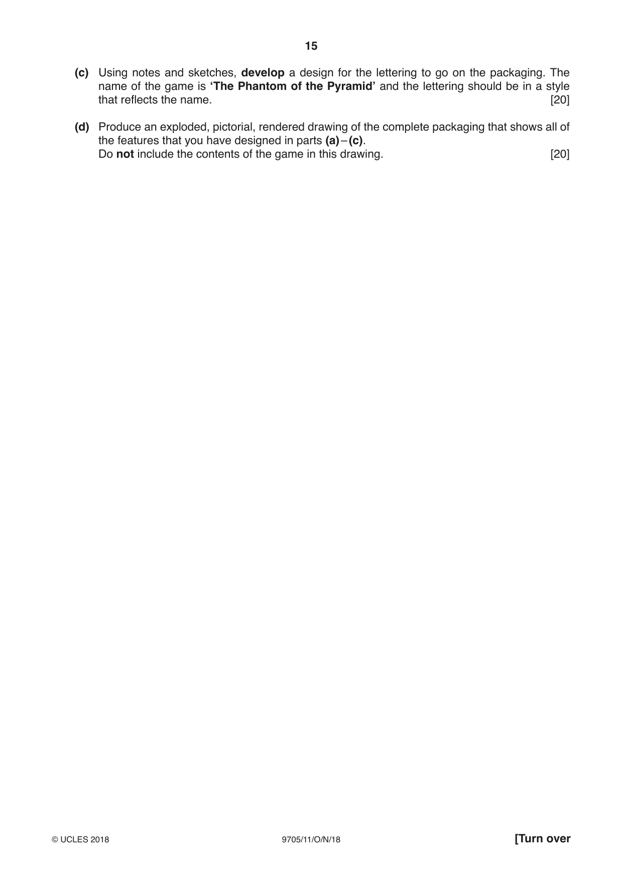 Cambridge A Level Design and Technology 9705 2018 Oct/Nov Paper 1 · Variant 1 question paper, page 15 of 16