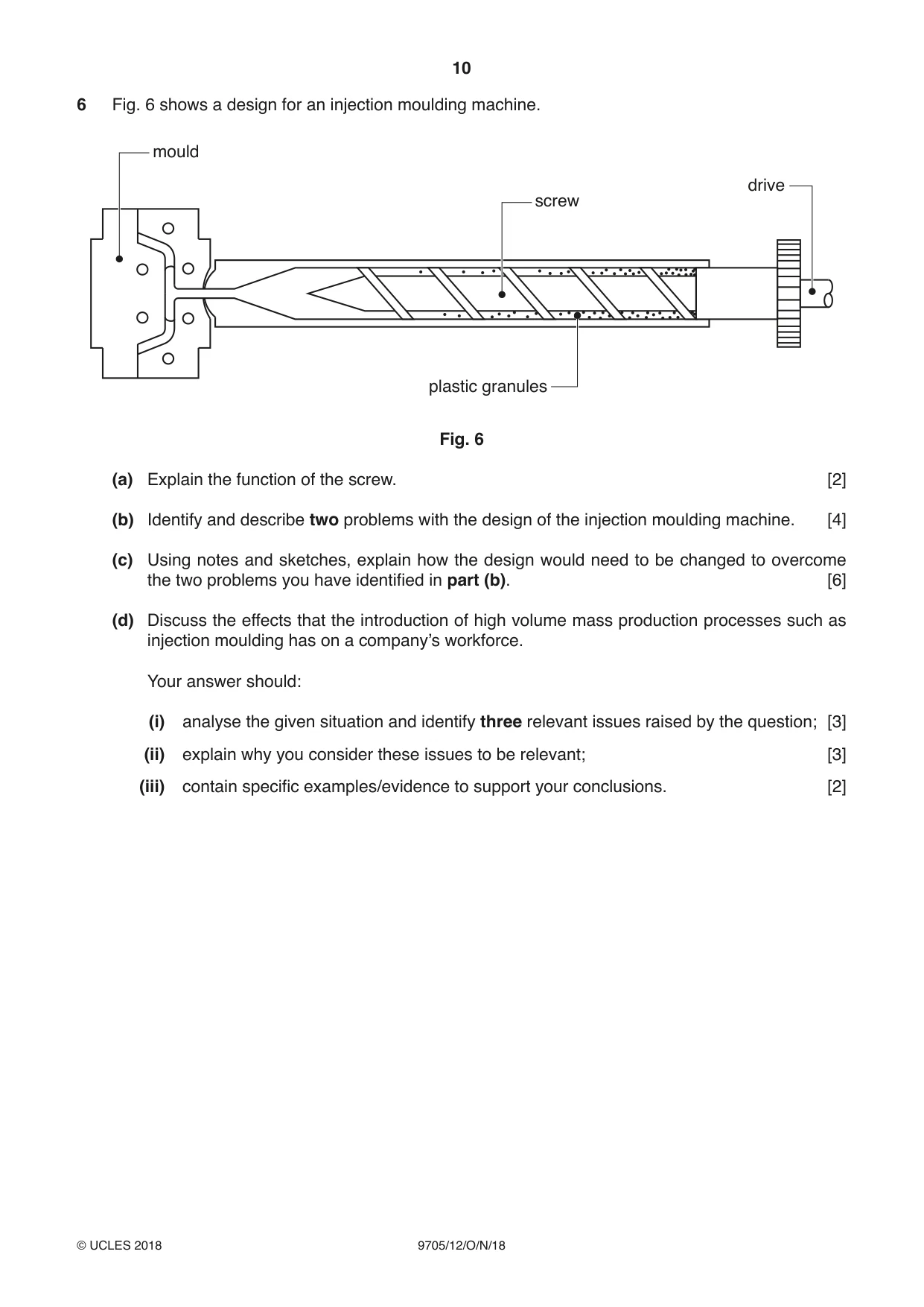 Cambridge A Level Design and Technology 9705 2018 Oct/Nov Paper 1 · Variant 2 question paper, page 10 of 16