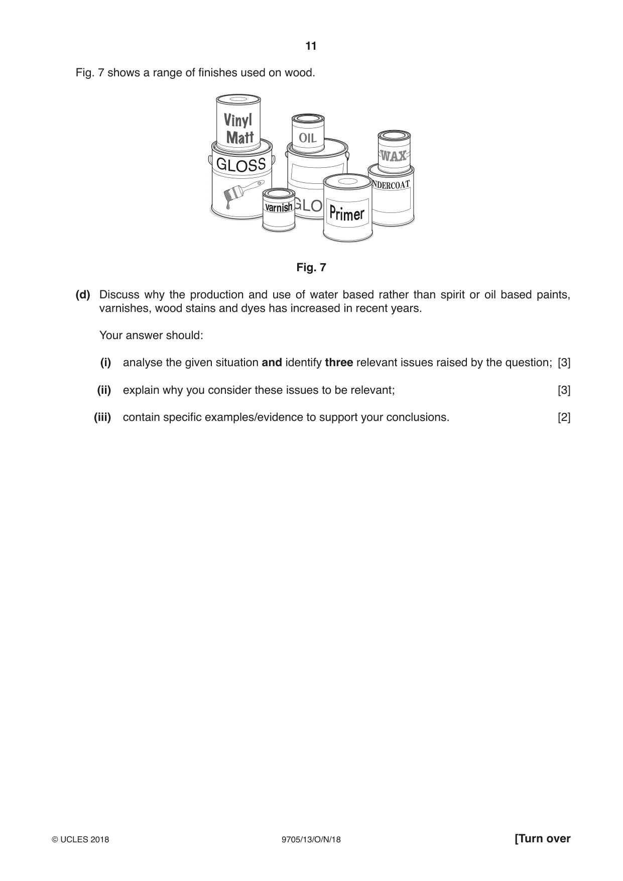 Cambridge A Level Design and Technology 9705 2018 Oct/Nov Paper 1 · Variant 3 question paper, page 11 of 16