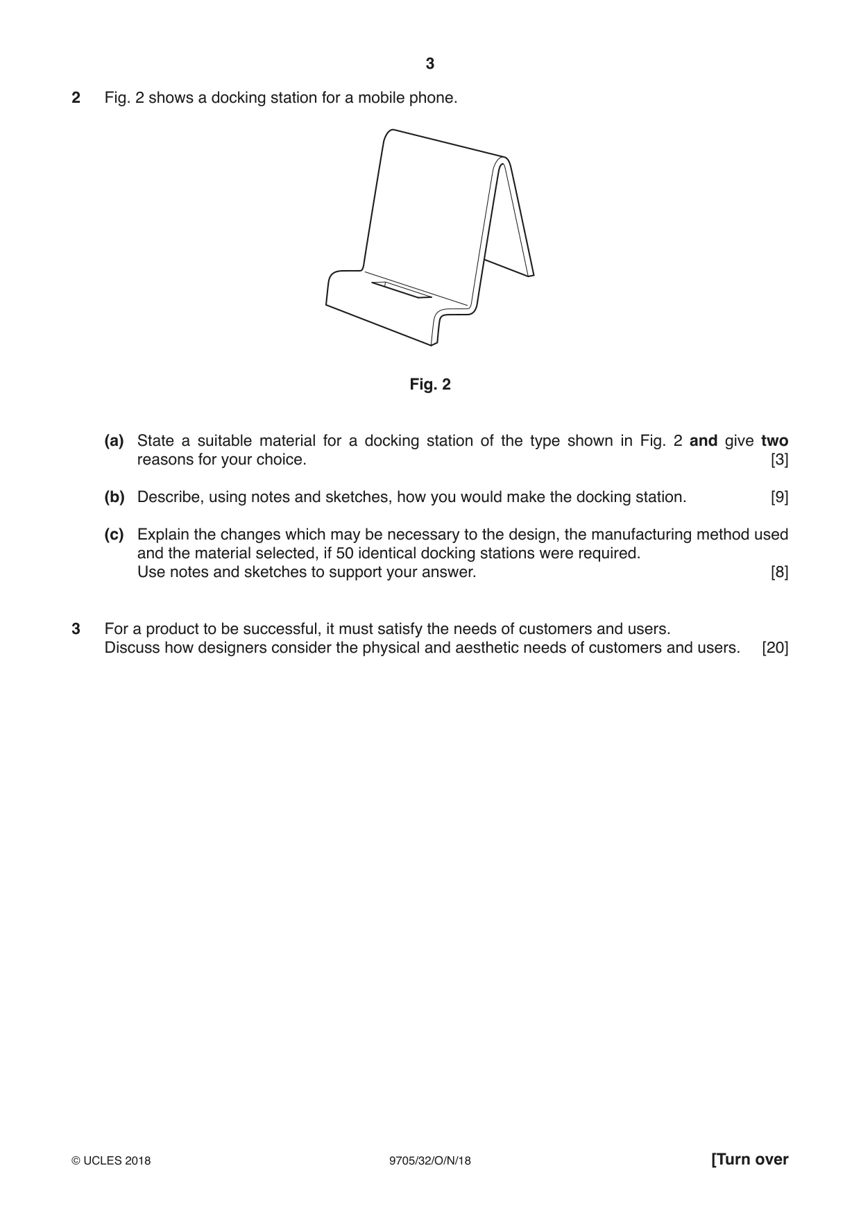Cambridge A Level Design and Technology 9705 2018 Oct/Nov Paper 3 · Variant 2 question paper, page 3 of 12