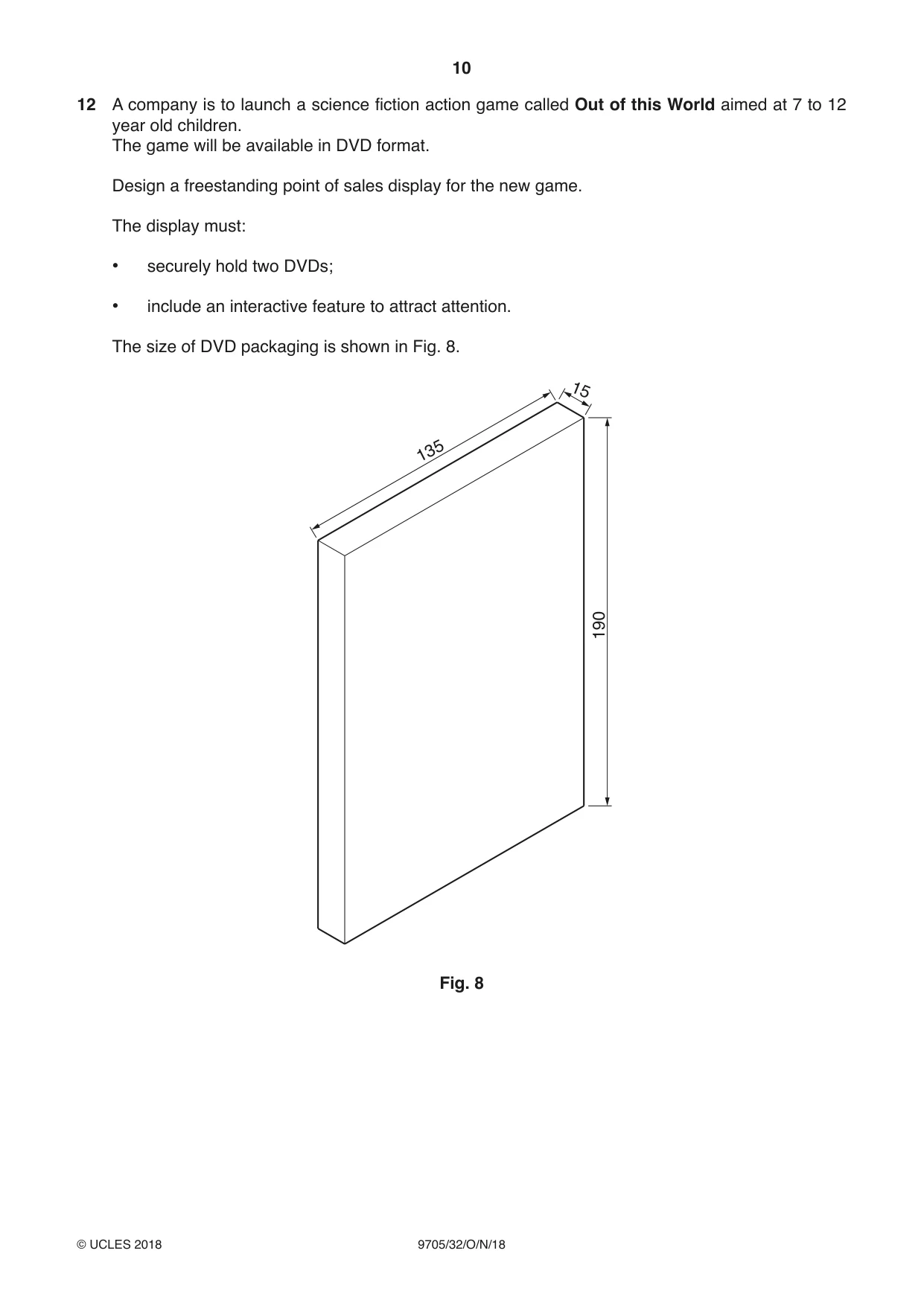 Cambridge A Level Design and Technology 9705 2018 Oct/Nov Paper 3 · Variant 2 question paper, page 10 of 12