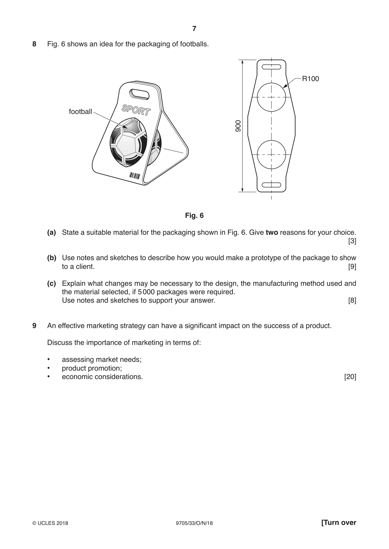 Cambridge A Level Design and Technology 9705 2018 Oct/Nov Paper 3 · Variant 3 question paper, page 7 of 12