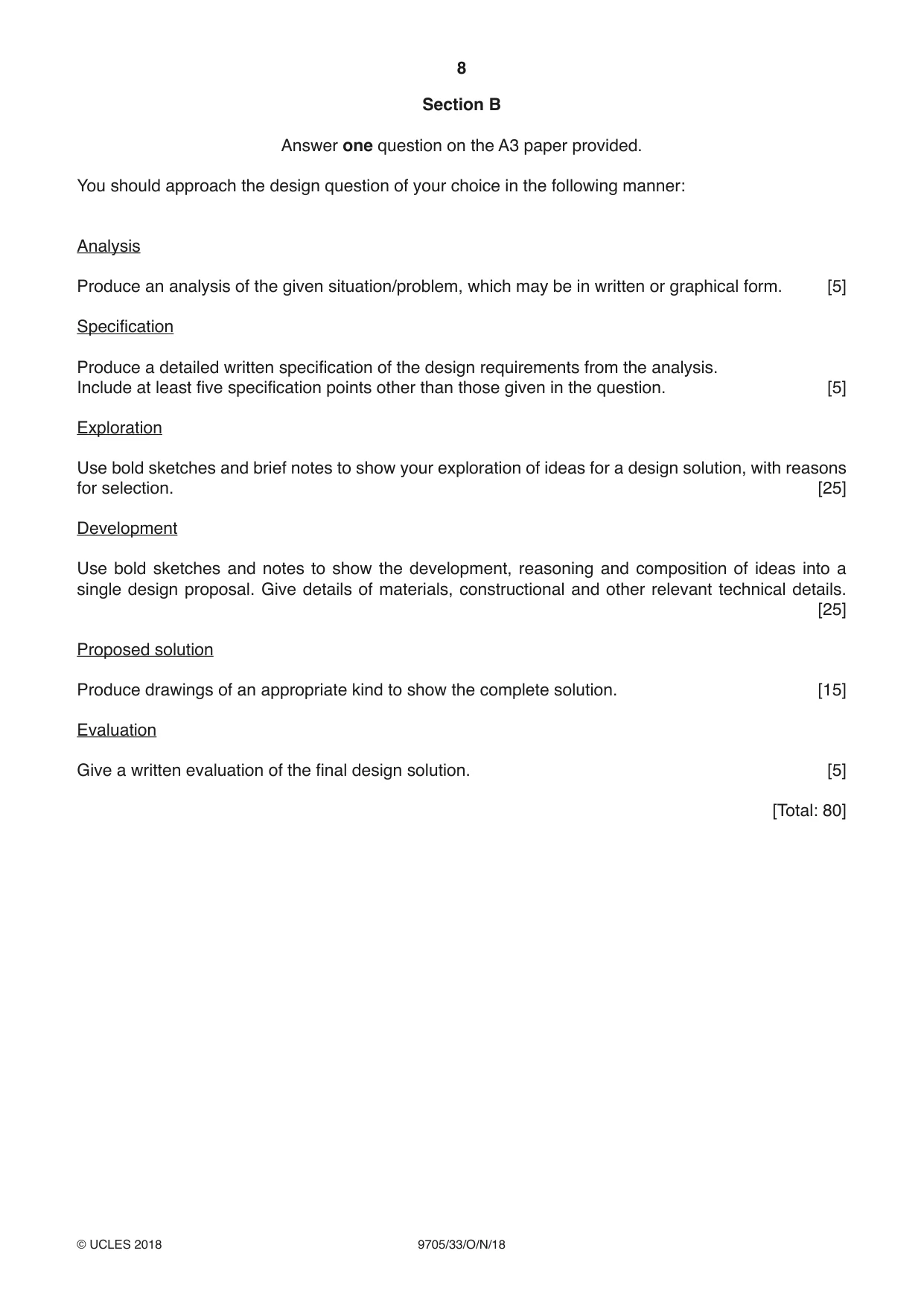 Cambridge A Level Design and Technology 9705 2018 Oct/Nov Paper 3 · Variant 3 question paper, page 8 of 12