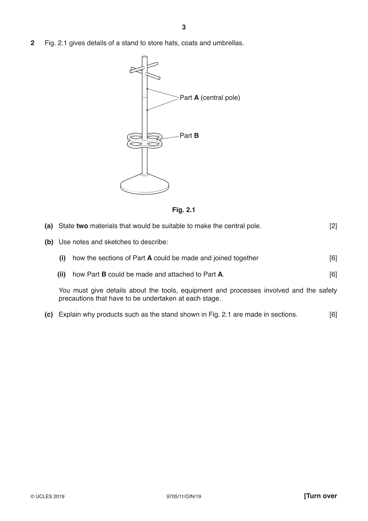 Cambridge A Level Design and Technology 9705 2019 Oct/Nov Paper 1 · Variant 1 question paper, page 3 of 12