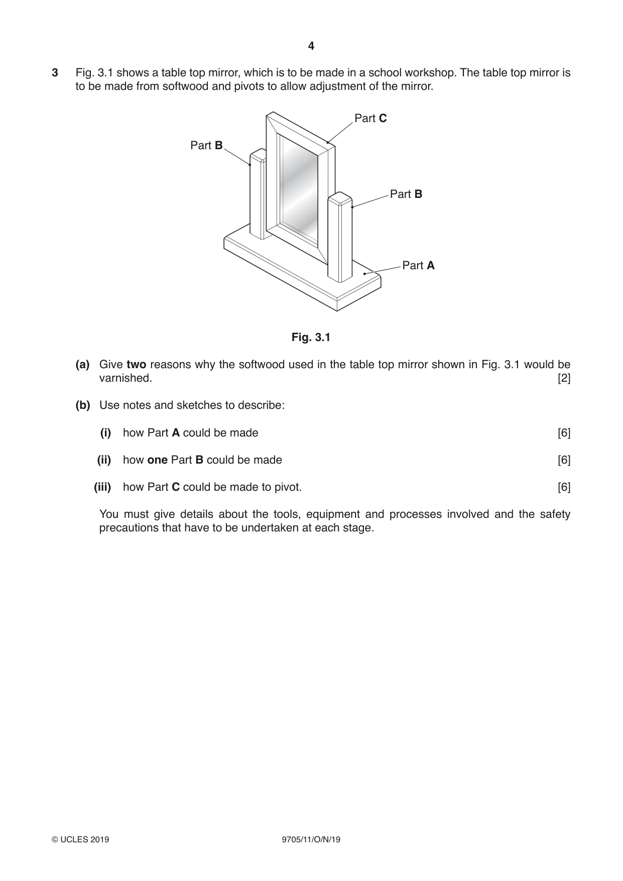 Cambridge A Level Design and Technology 9705 2019 Oct/Nov Paper 1 · Variant 1 question paper, page 4 of 12