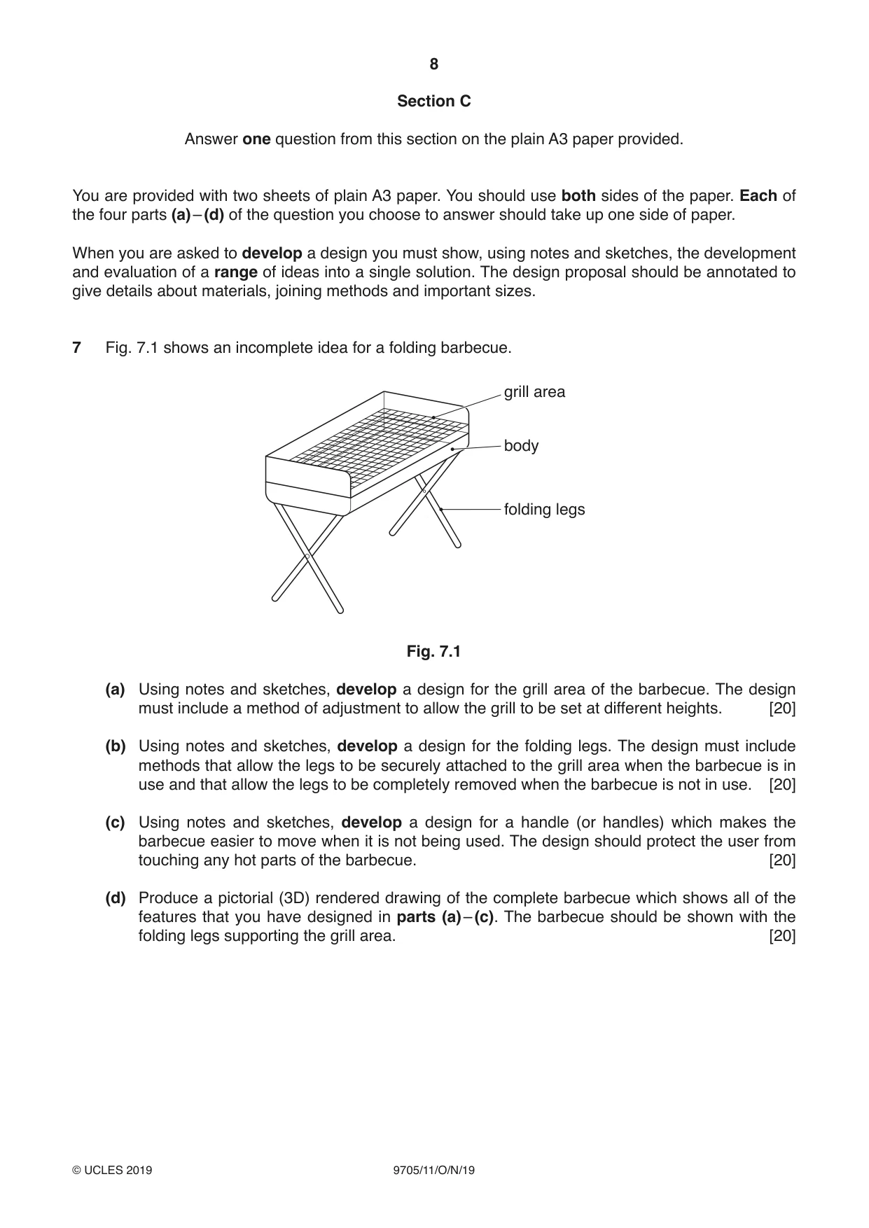Cambridge A Level Design and Technology 9705 2019 Oct/Nov Paper 1 · Variant 1 question paper, page 8 of 12