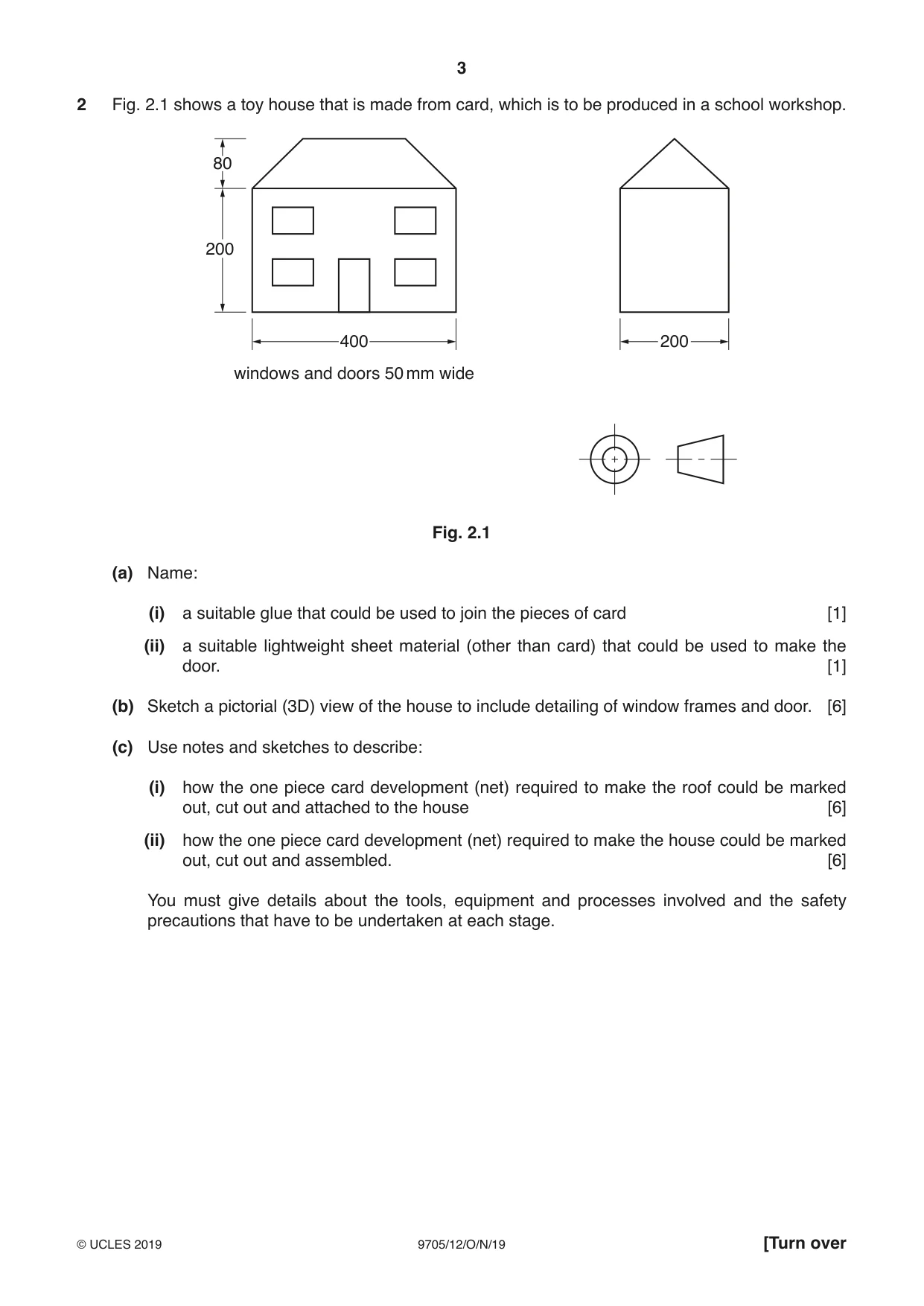 Cambridge A Level Design and Technology 9705 2019 Oct/Nov Paper 1 · Variant 2 question paper, page 3 of 12