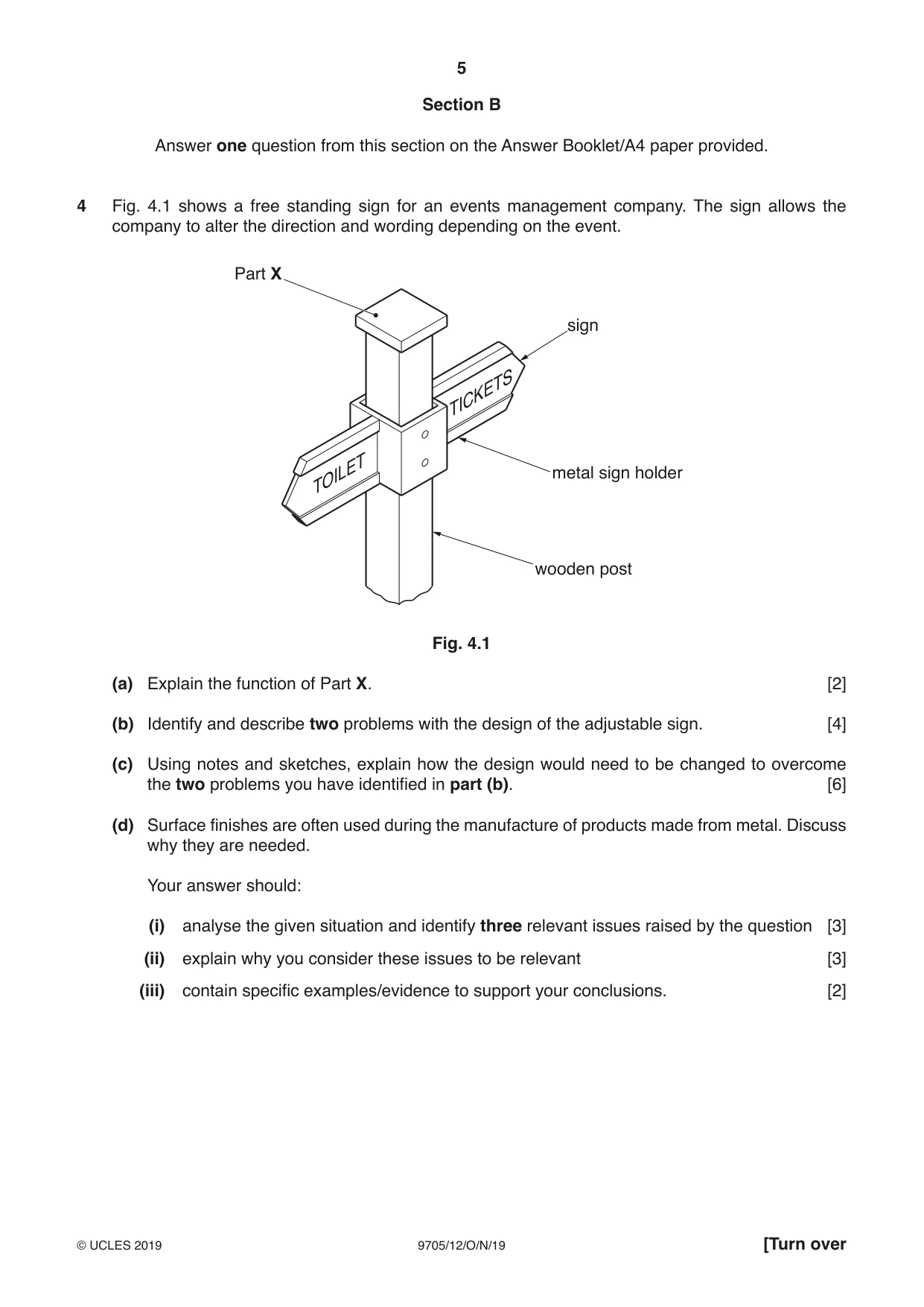 Cambridge A Level Design and Technology 9705 2019 Oct/Nov Paper 1 · Variant 2 question paper, page 5 of 12
