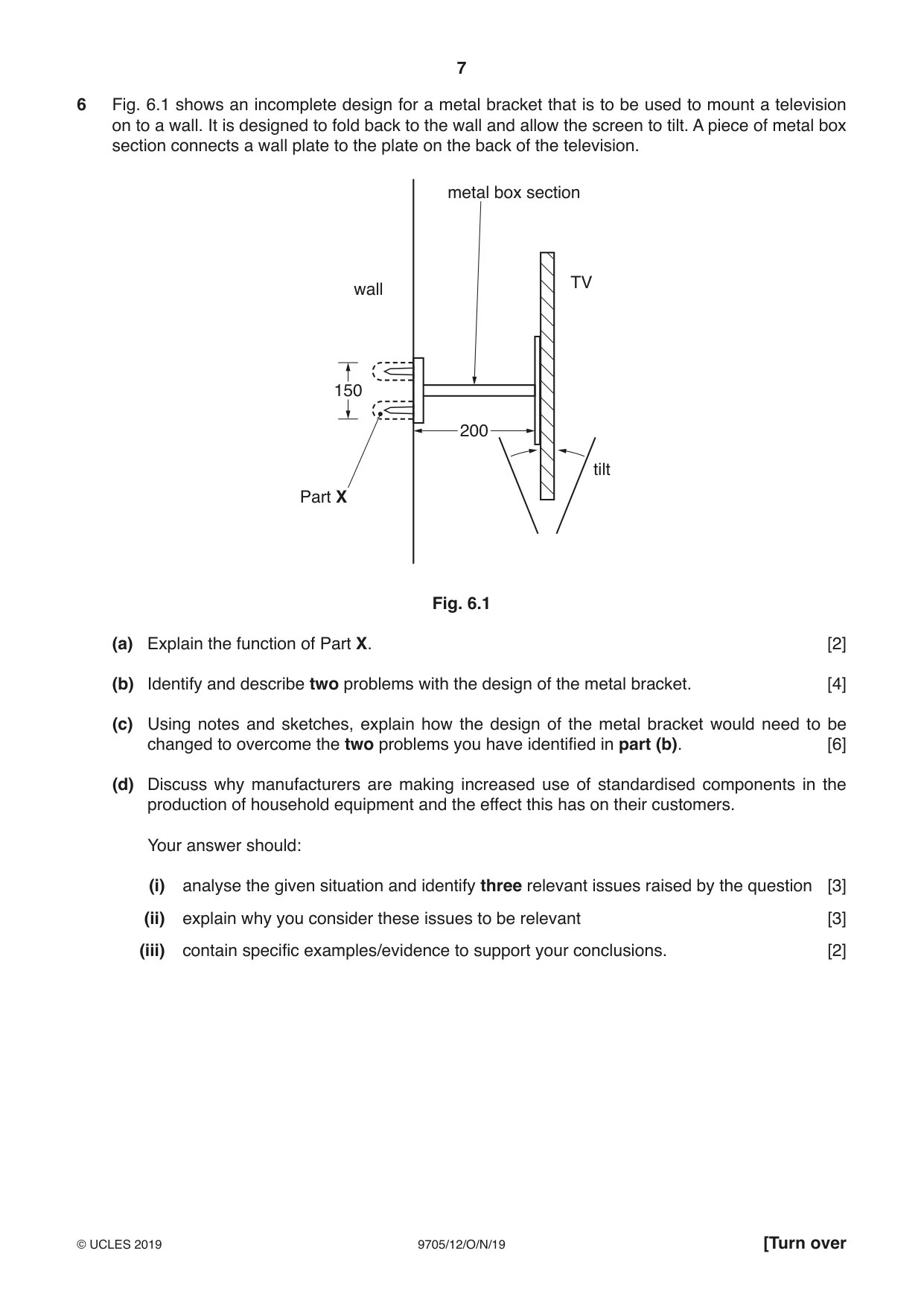 Cambridge A Level Design and Technology 9705 2019 Oct/Nov Paper 1 · Variant 2 question paper, page 7 of 12
