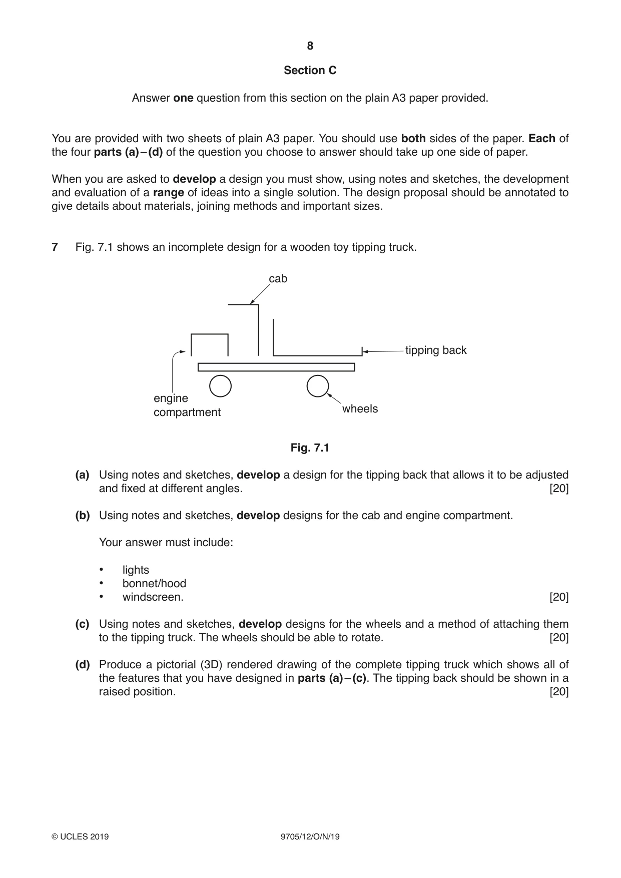 Cambridge A Level Design and Technology 9705 2019 Oct/Nov Paper 1 · Variant 2 question paper, page 8 of 12