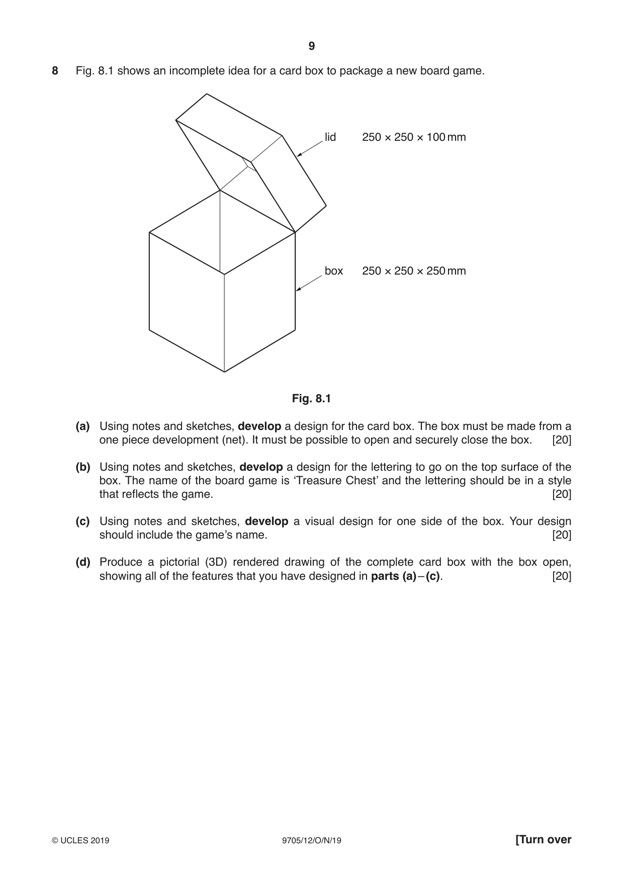 Cambridge A Level Design and Technology 9705 2019 Oct/Nov Paper 1 · Variant 2 question paper, page 9 of 12