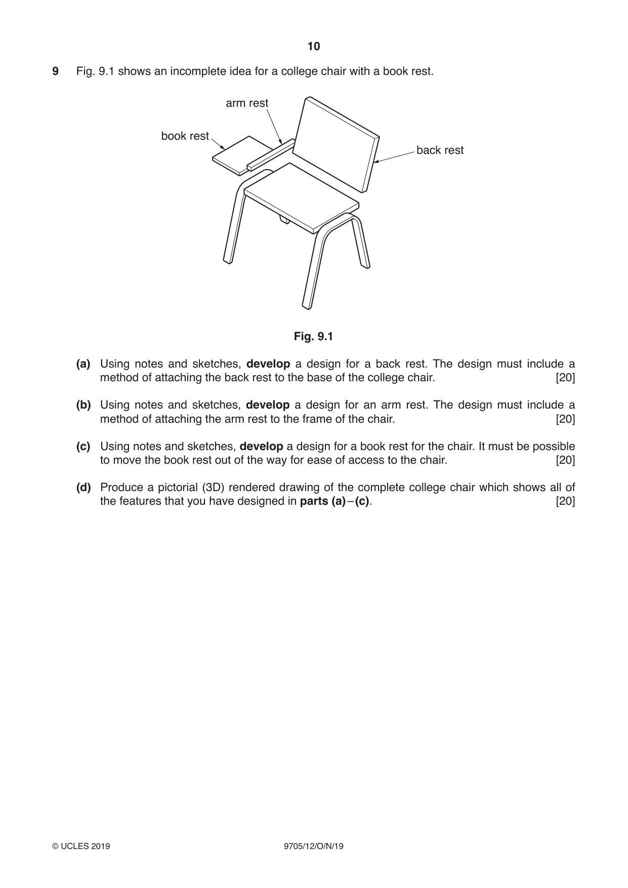 Cambridge A Level Design and Technology 9705 2019 Oct/Nov Paper 1 · Variant 2 question paper, page 10 of 12