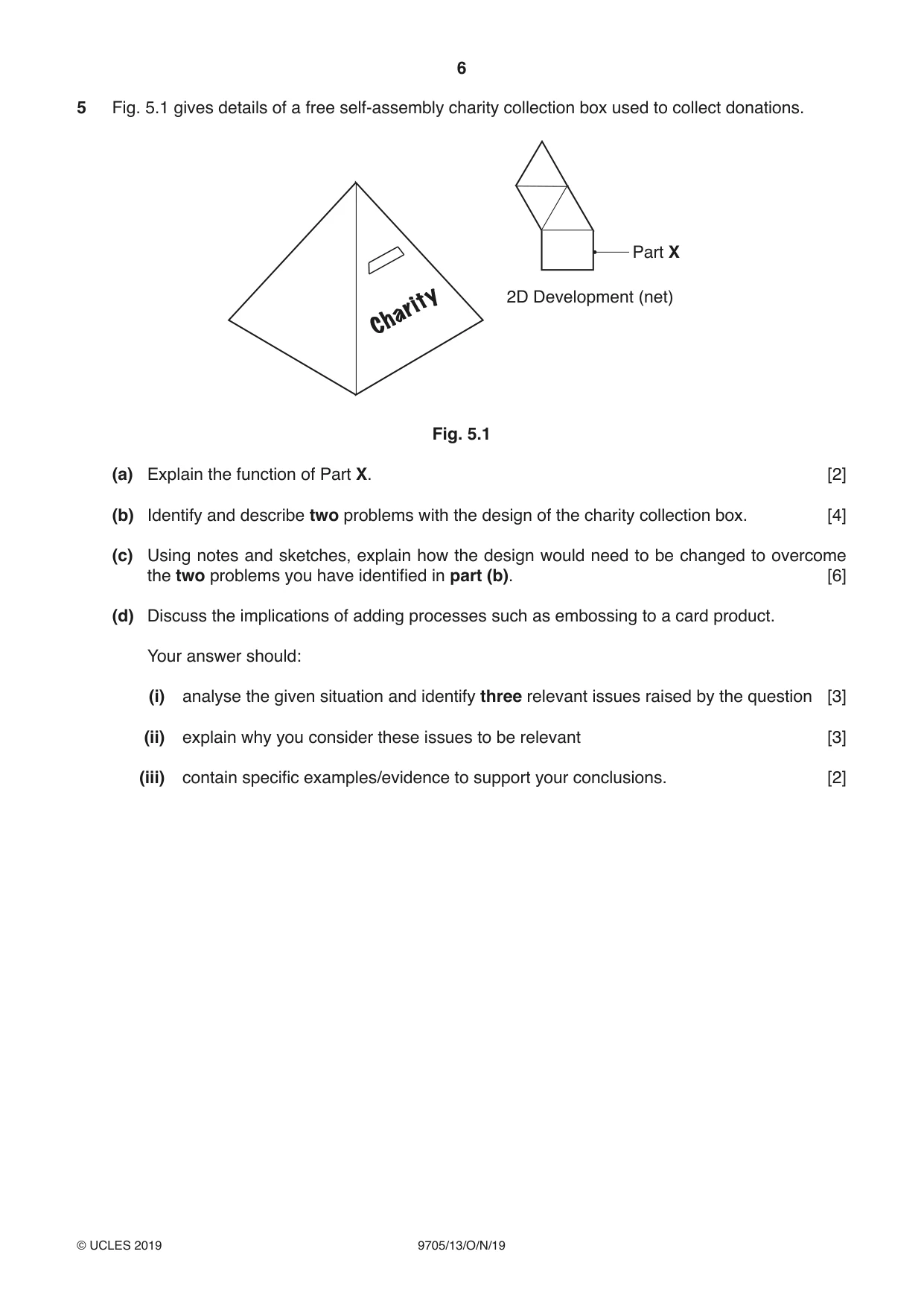 Cambridge A Level Design and Technology 9705 2019 Oct/Nov Paper 1 · Variant 3 question paper, page 6 of 12