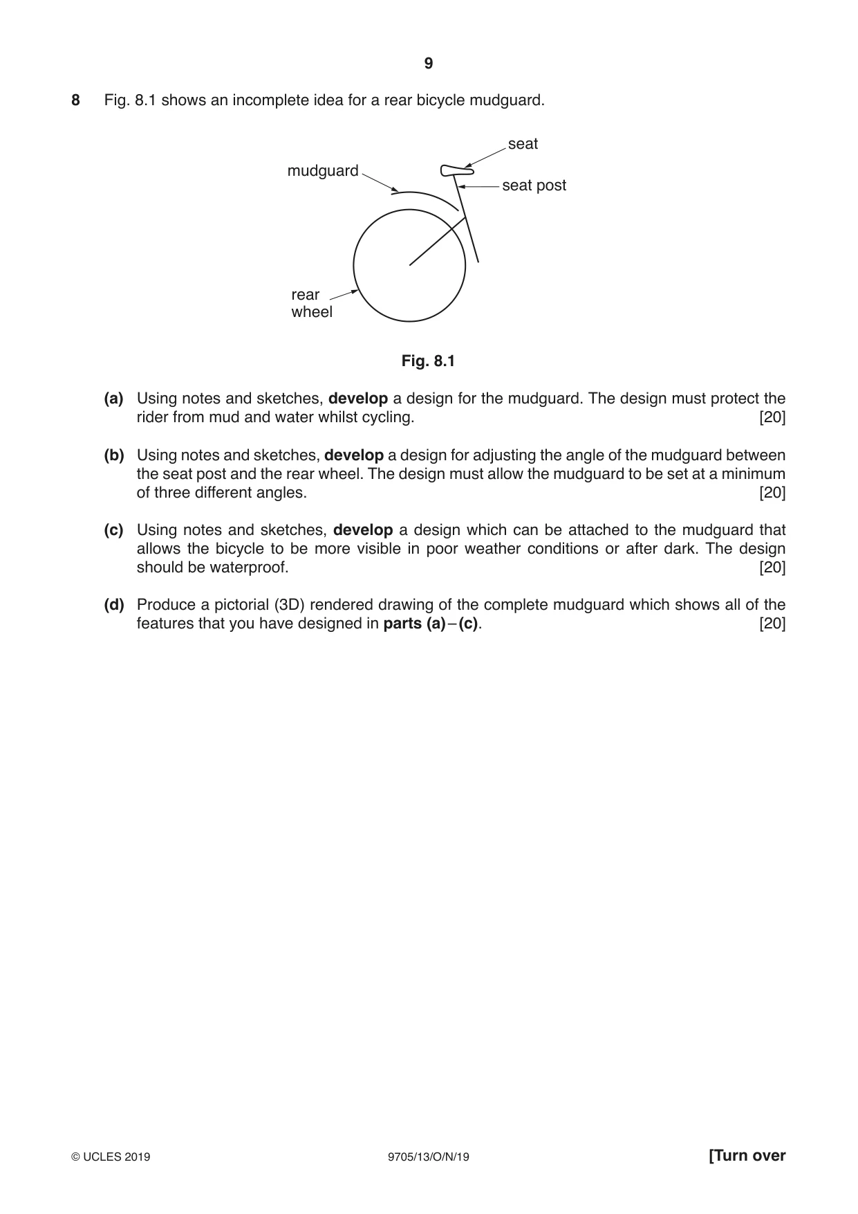 Cambridge A Level Design and Technology 9705 2019 Oct/Nov Paper 1 · Variant 3 question paper, page 9 of 12