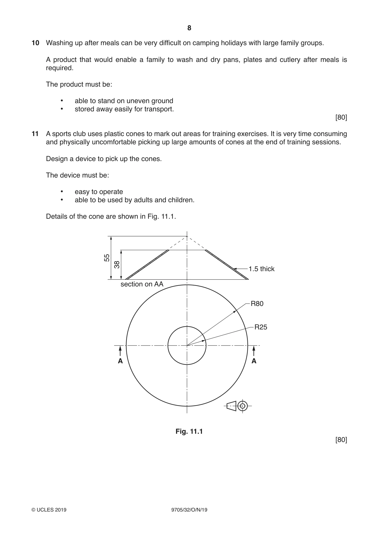 Cambridge A Level Design and Technology 9705 2019 Oct/Nov Paper 3 · Variant 2 question paper, page 8 of 12