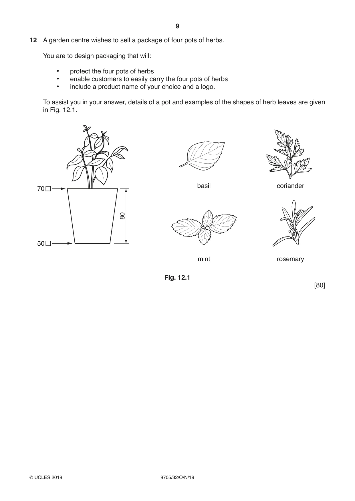 Cambridge A Level Design and Technology 9705 2019 Oct/Nov Paper 3 · Variant 2 question paper, page 9 of 12
