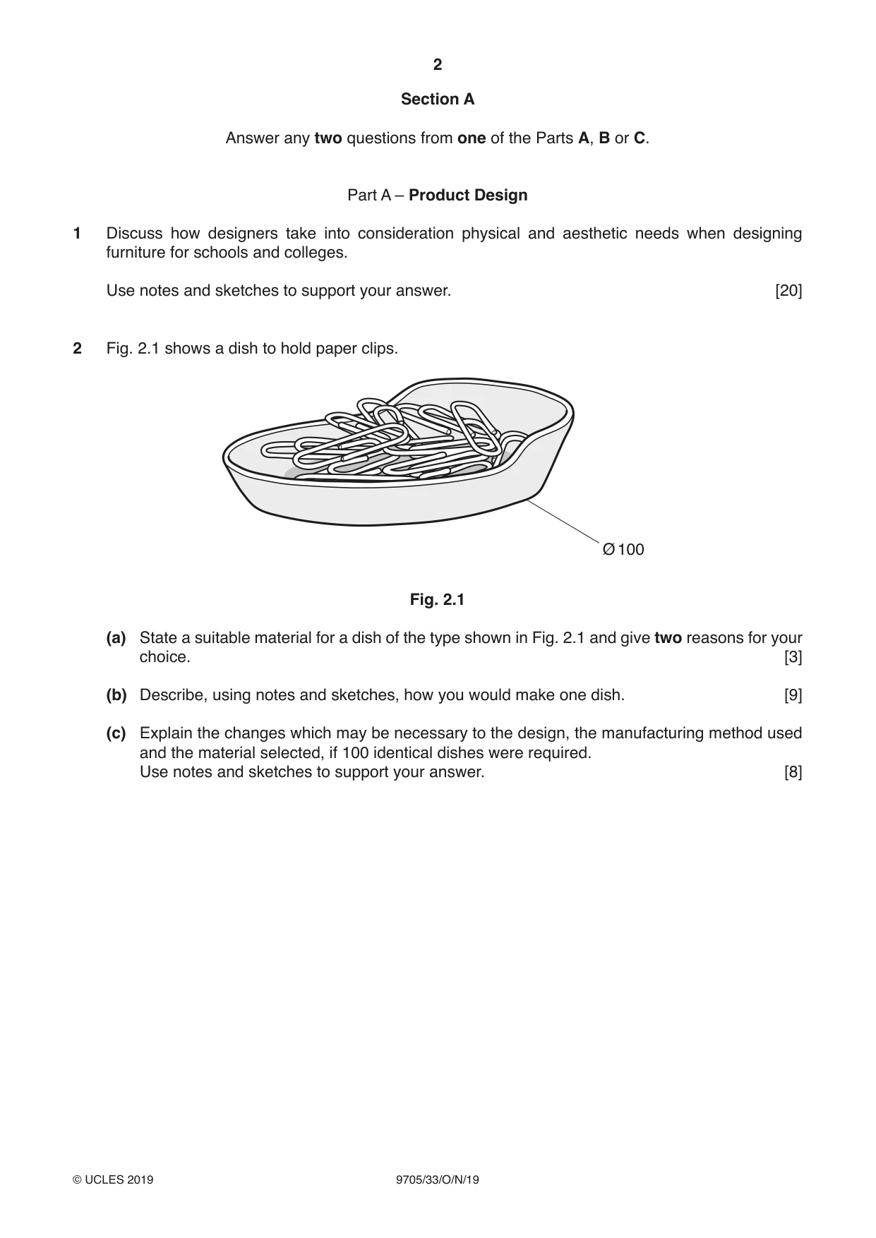 Cambridge A Level Design and Technology 9705 2019 Oct/Nov Paper 3 · Variant 3 question paper, page 2 of 12
