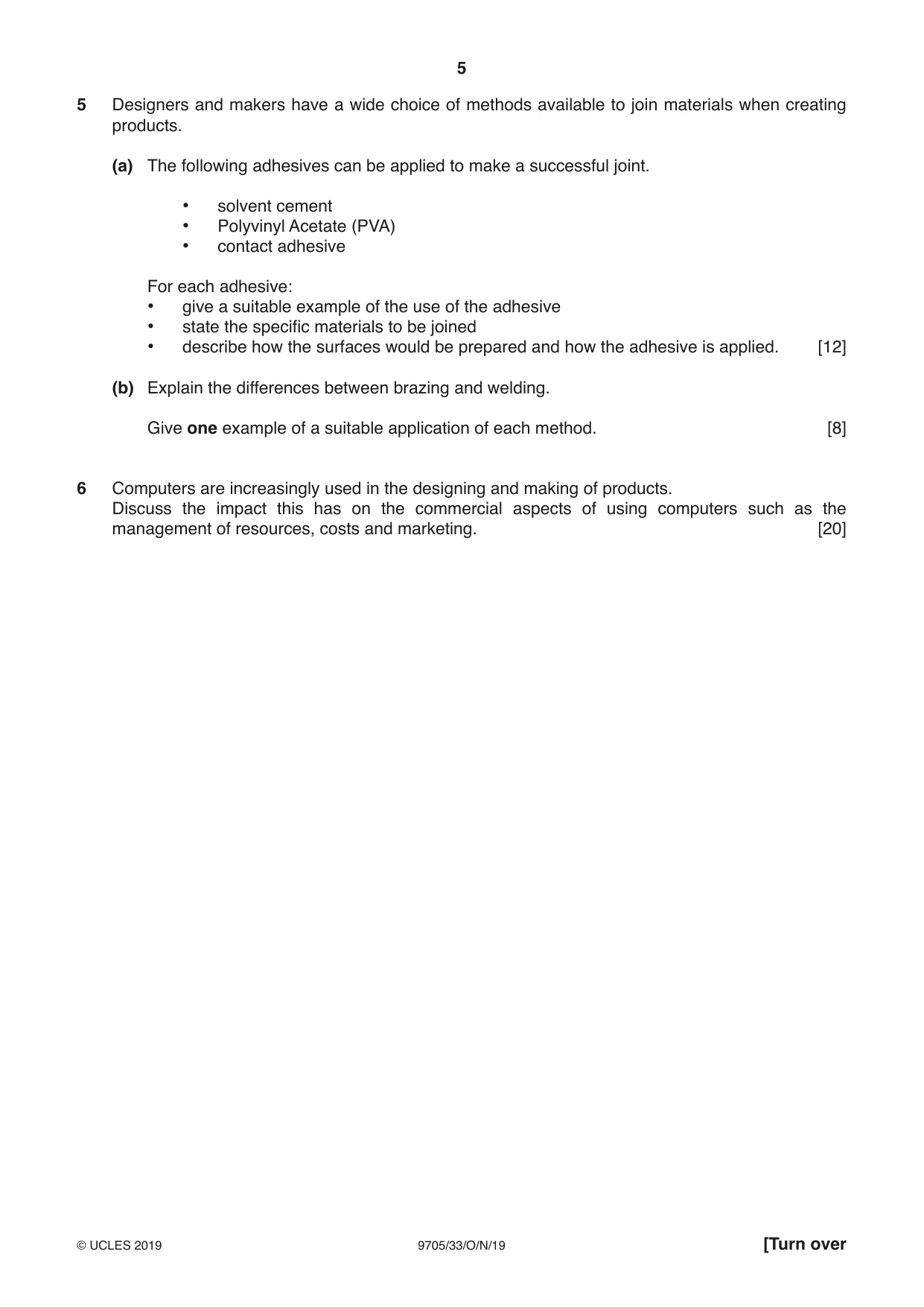 Cambridge A Level Design and Technology 9705 2019 Oct/Nov Paper 3 · Variant 3 question paper, page 5 of 12