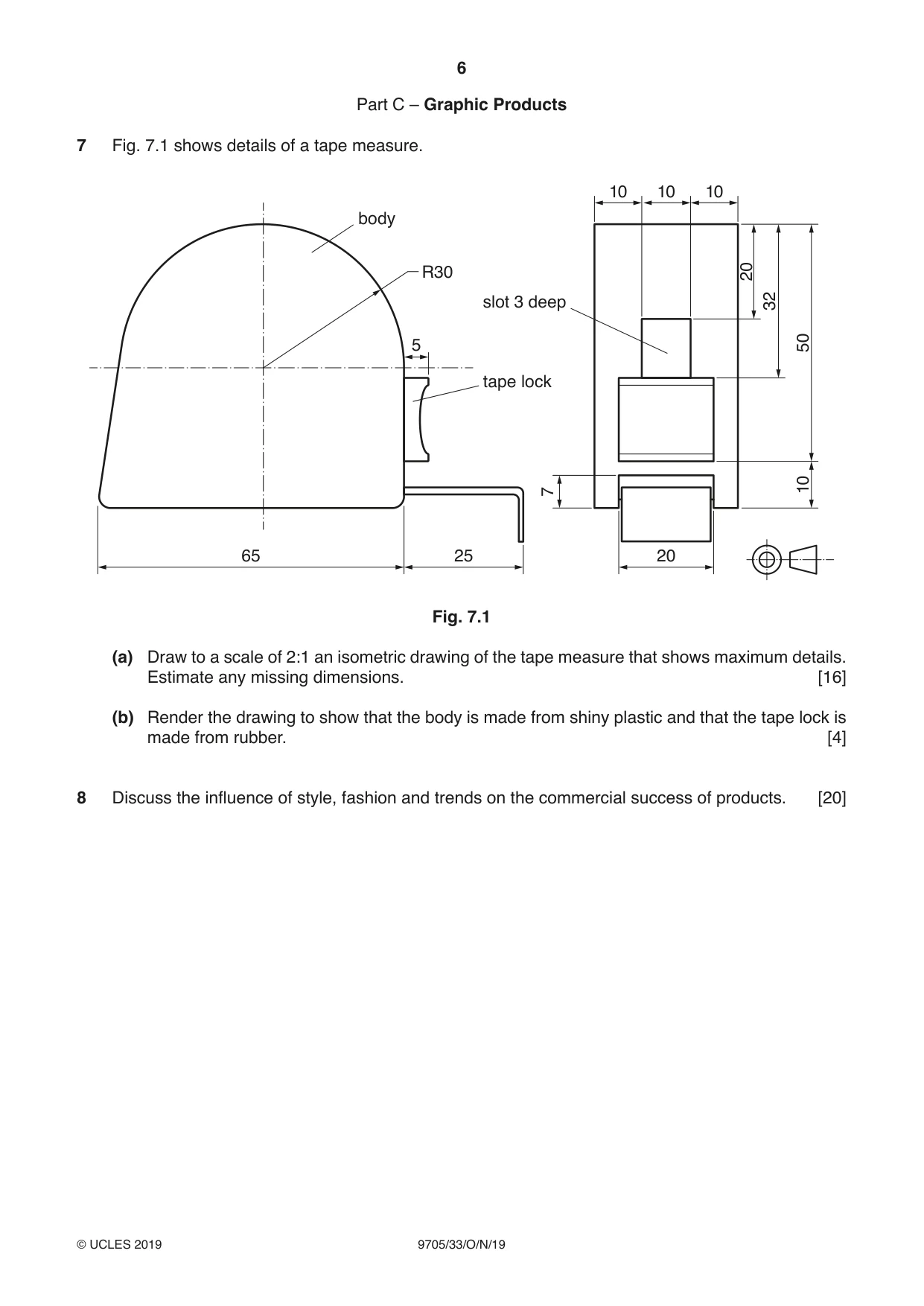 Cambridge A Level Design and Technology 9705 2019 Oct/Nov Paper 3 · Variant 3 question paper, page 6 of 12