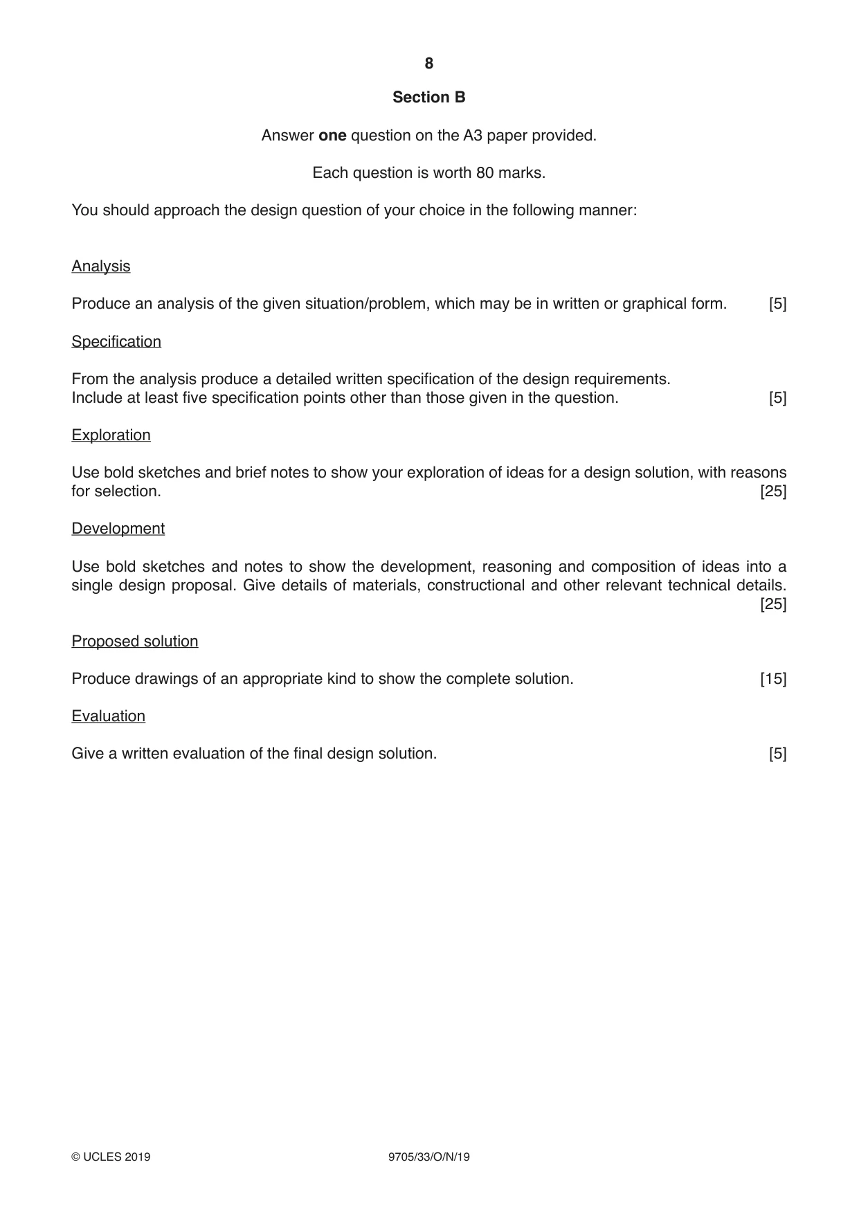 Cambridge A Level Design and Technology 9705 2019 Oct/Nov Paper 3 · Variant 3 question paper, page 8 of 12