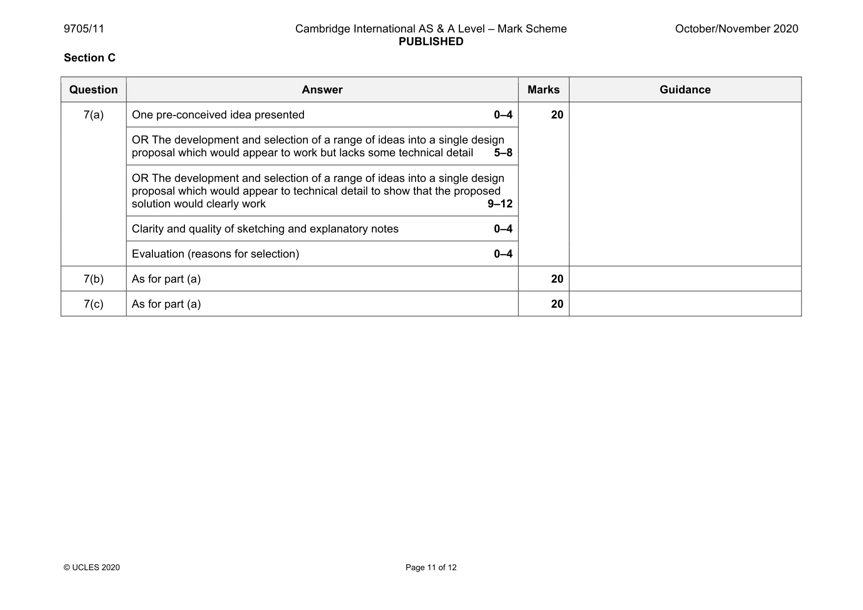 Mark scheme, page 11 of 12