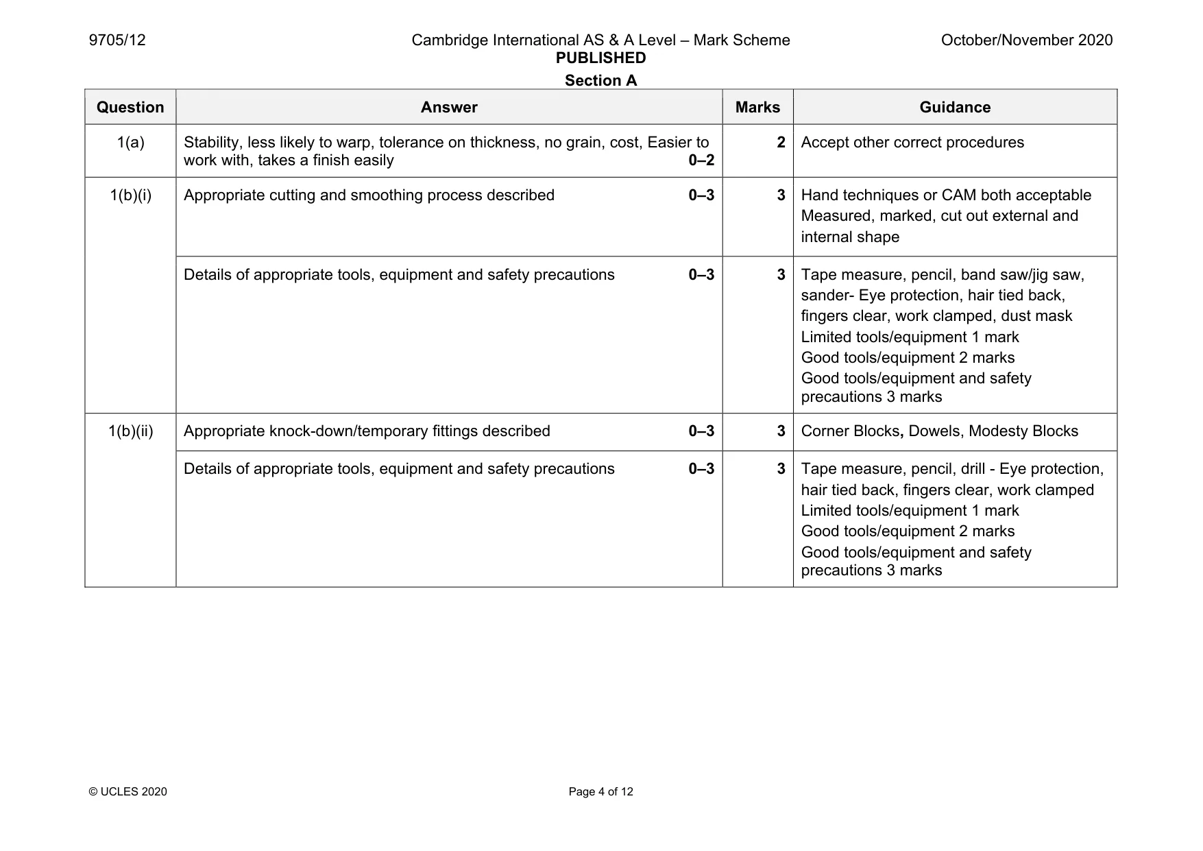 Mark scheme, page 4 of 12