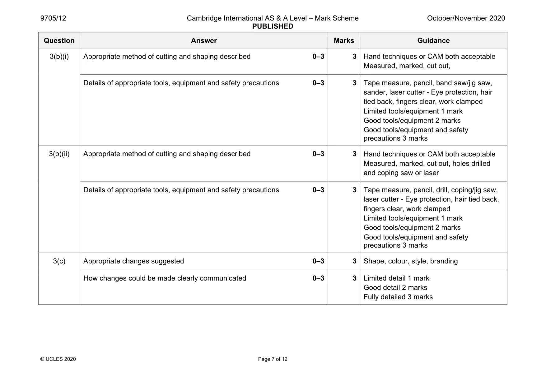 Mark scheme, page 7 of 12