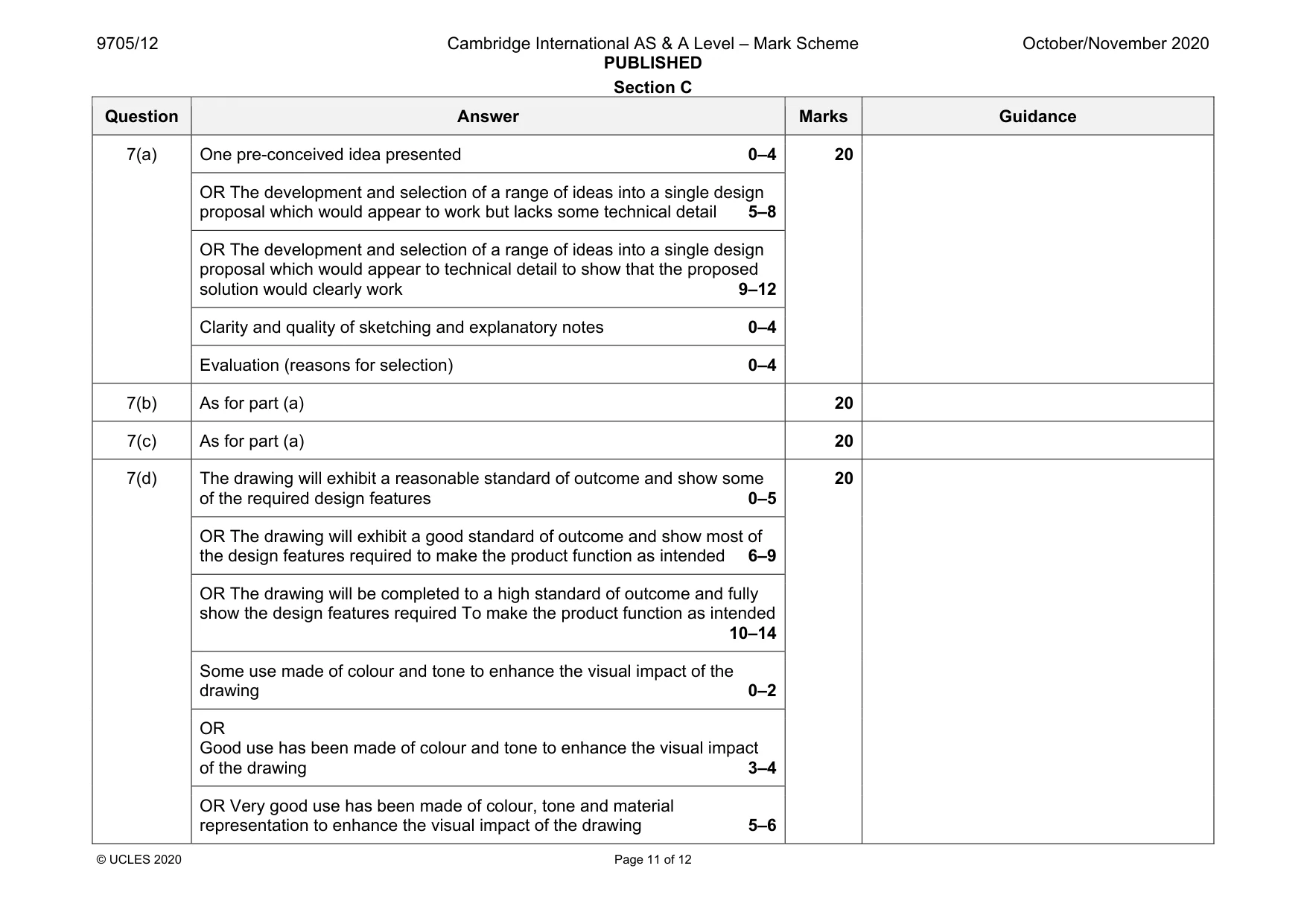 Mark scheme, page 11 of 12