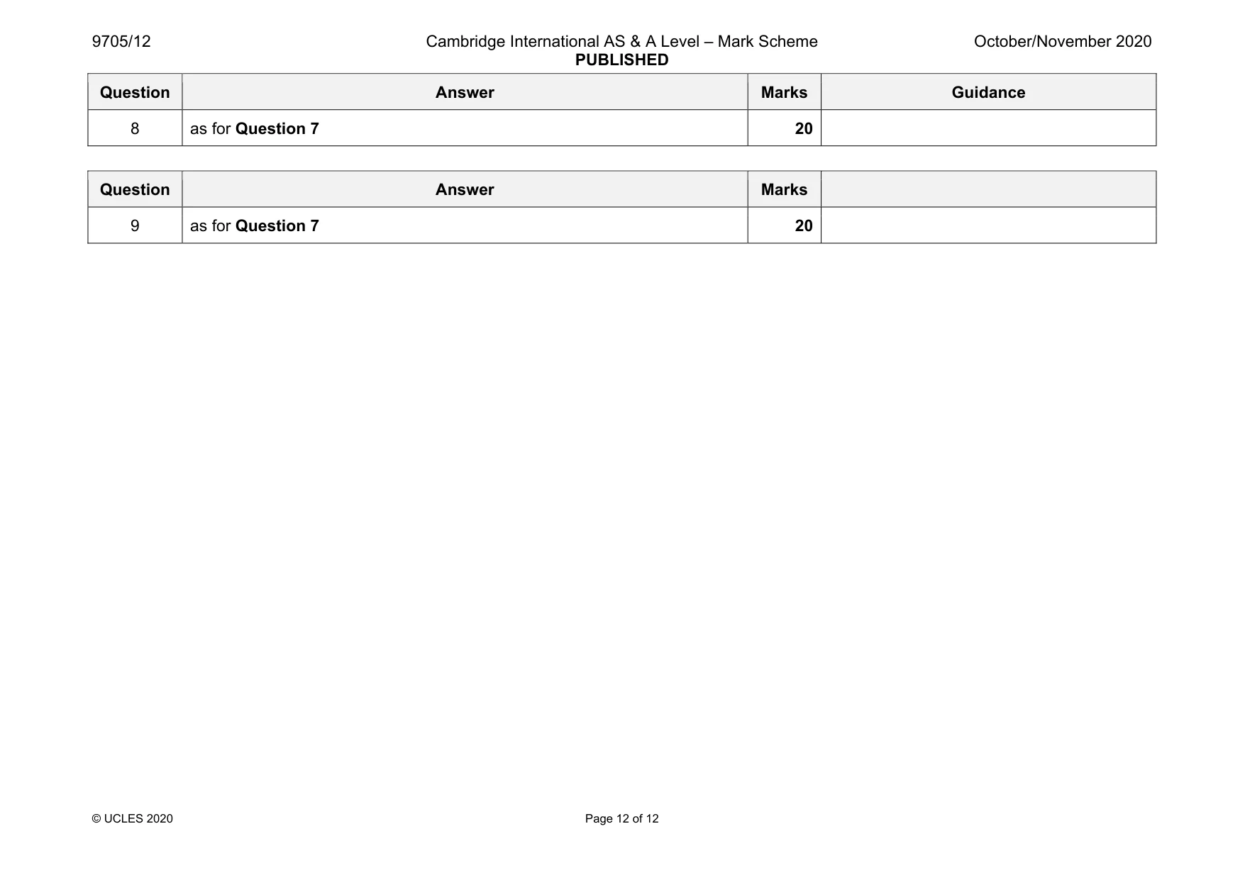 Mark scheme, page 12 of 12