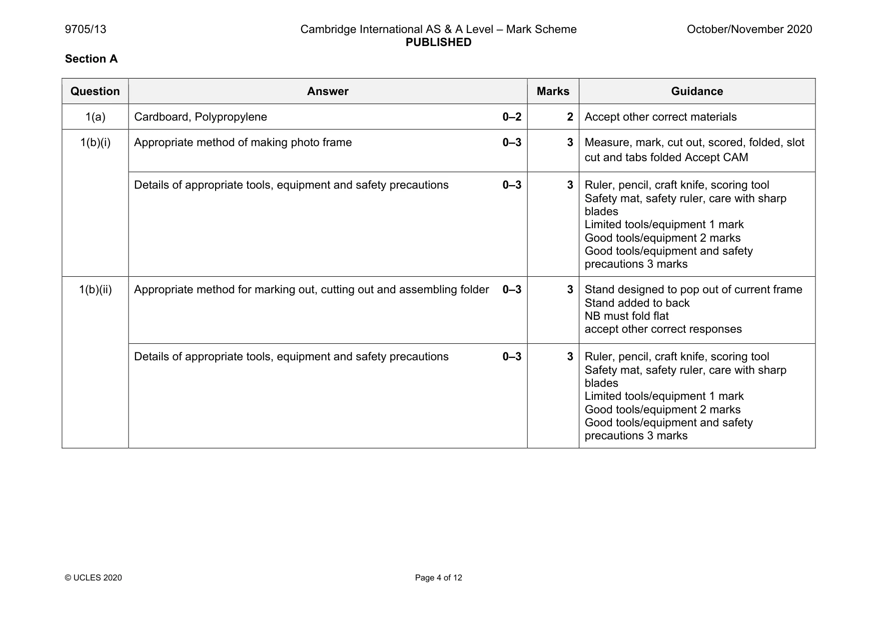 Mark scheme, page 4 of 12