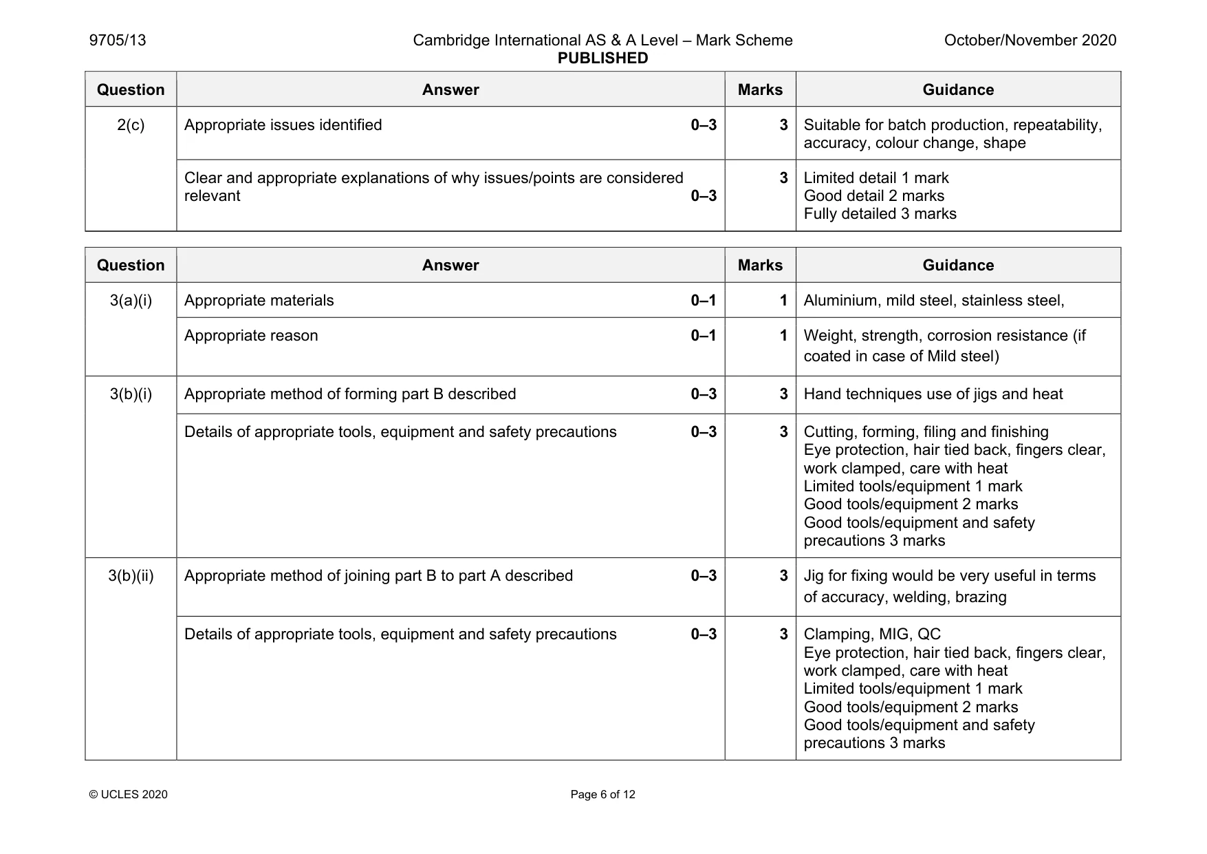 Mark scheme, page 6 of 12