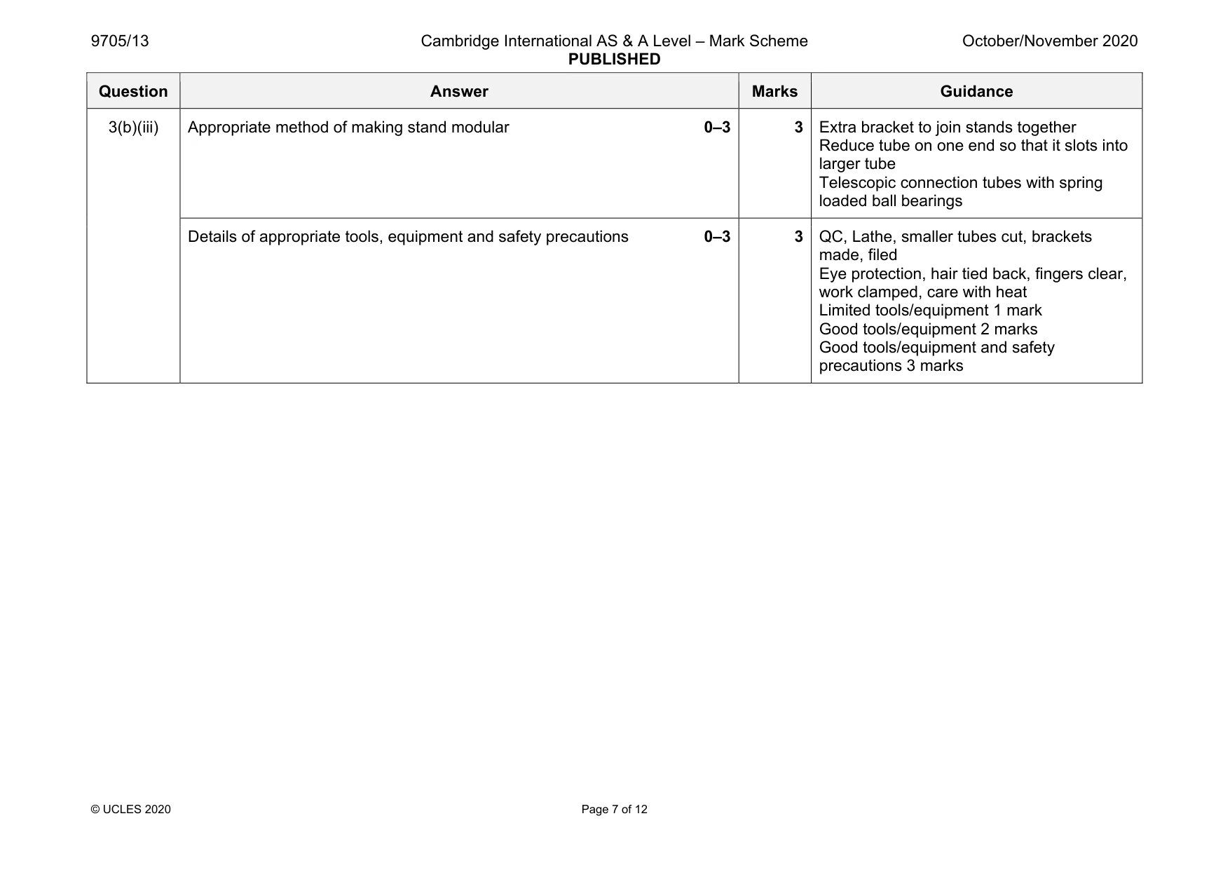 Mark scheme, page 7 of 12