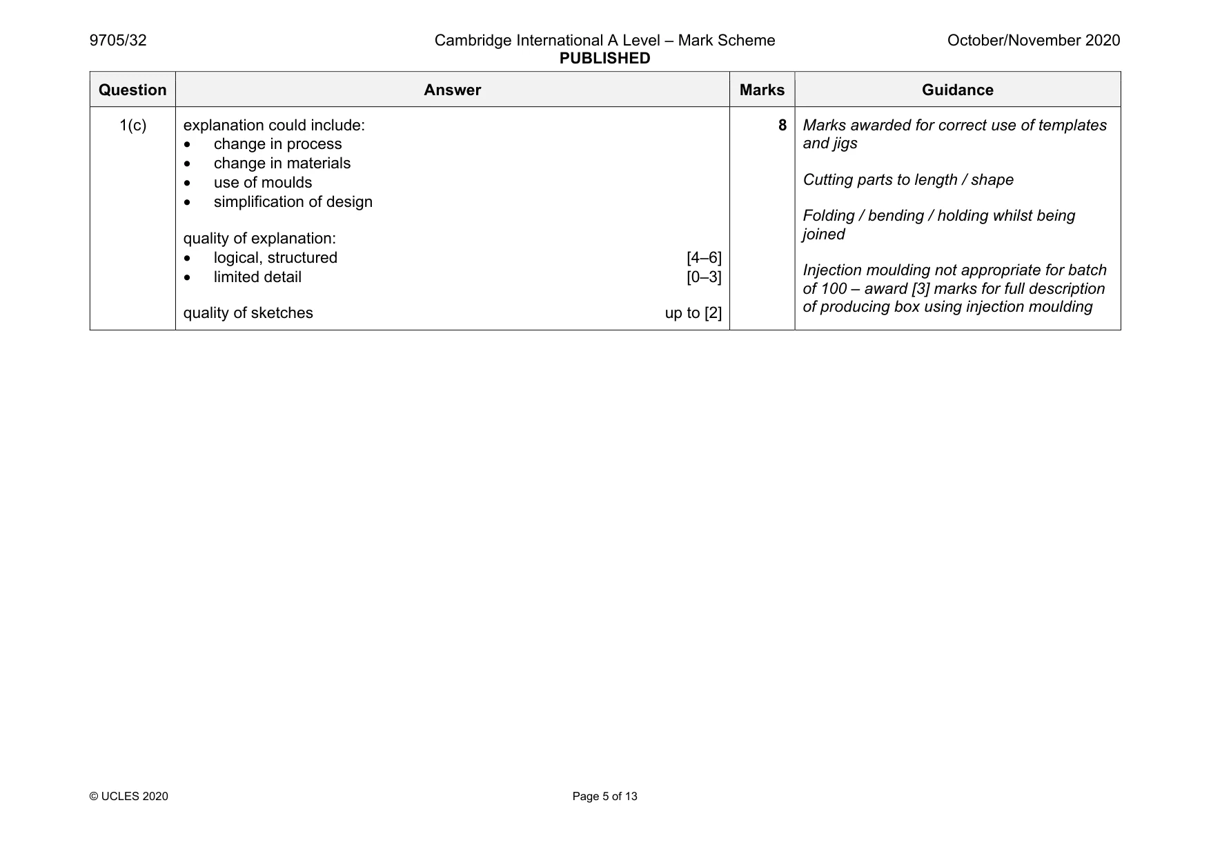 Mark scheme, page 5 of 13