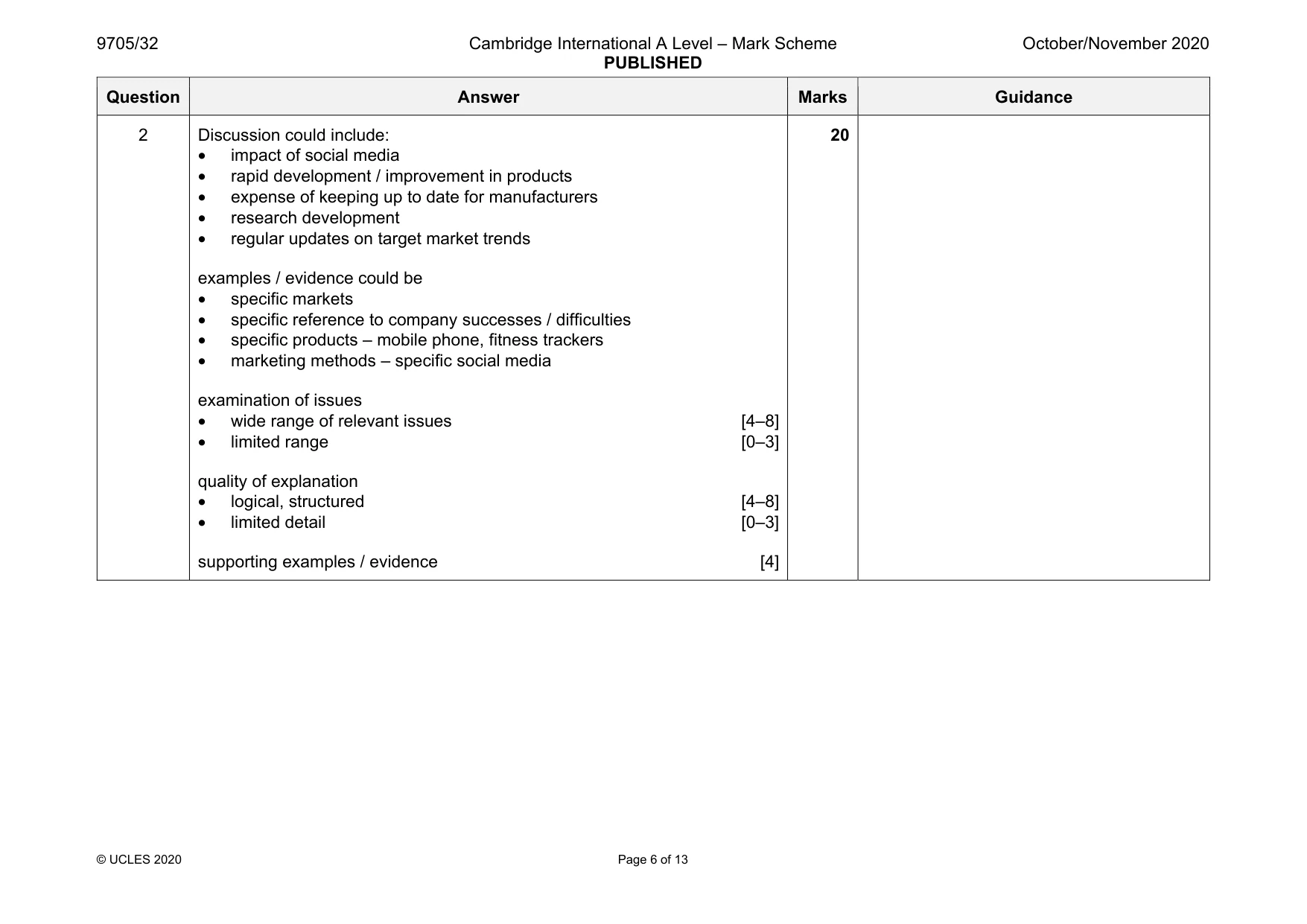 Mark scheme, page 6 of 13