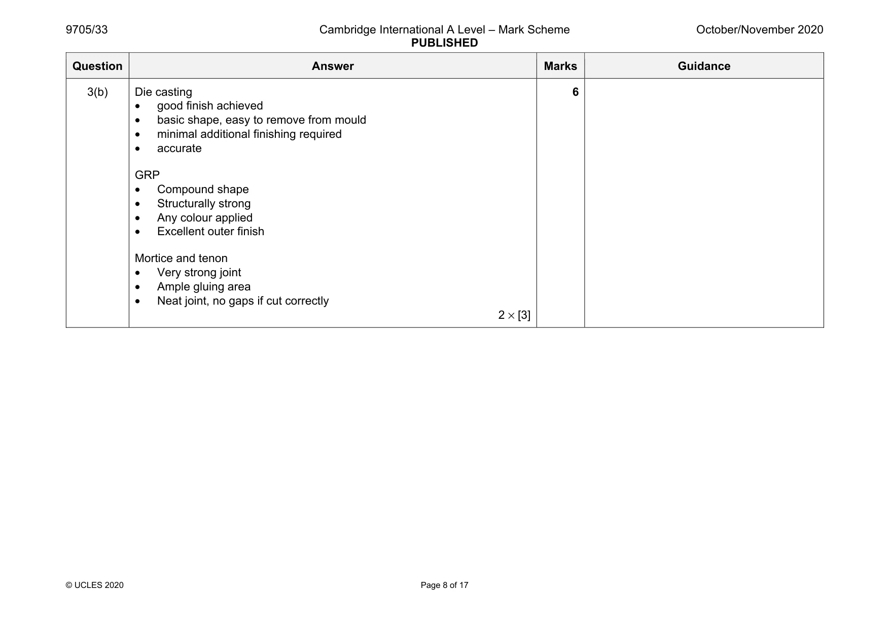 Mark scheme, page 8 of 17