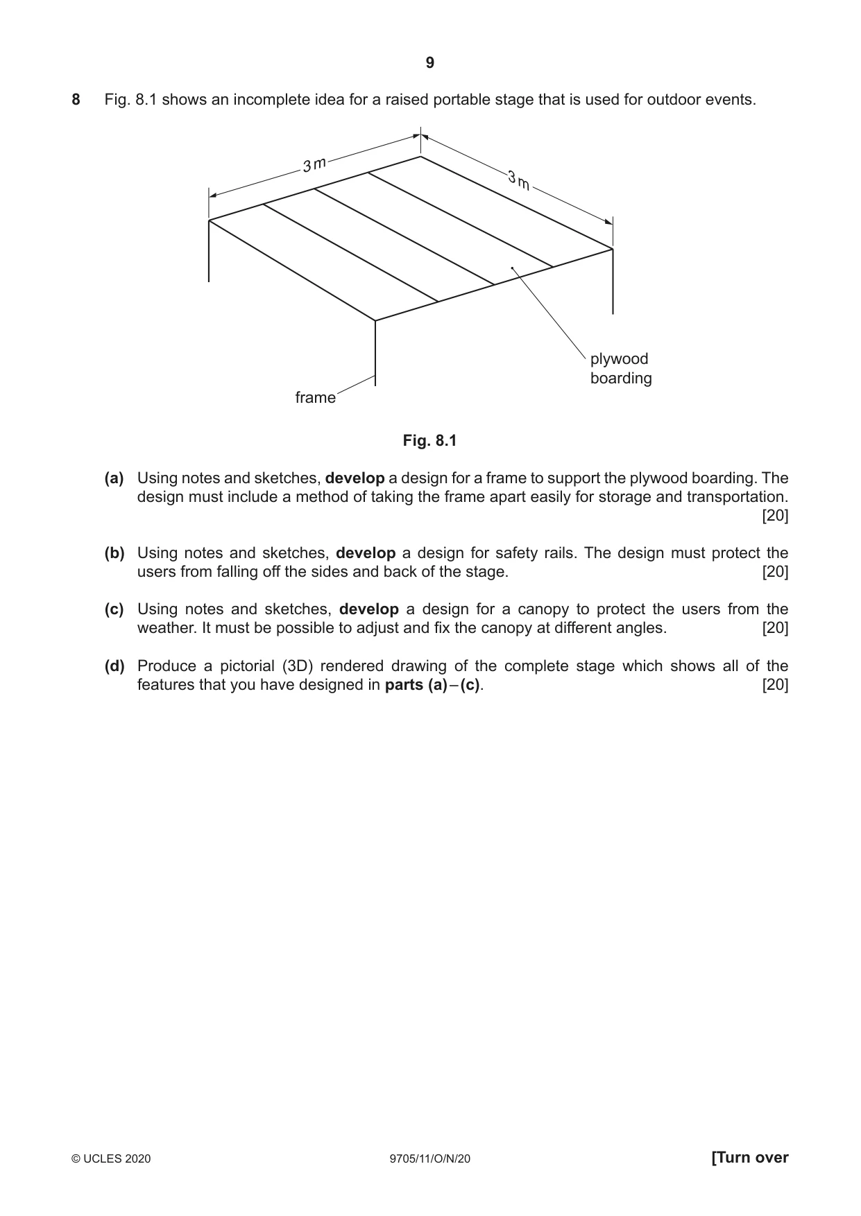 Cambridge A Level Design and Technology 9705 2020 Oct/Nov Paper 1 · Variant 1 question paper, page 9 of 12