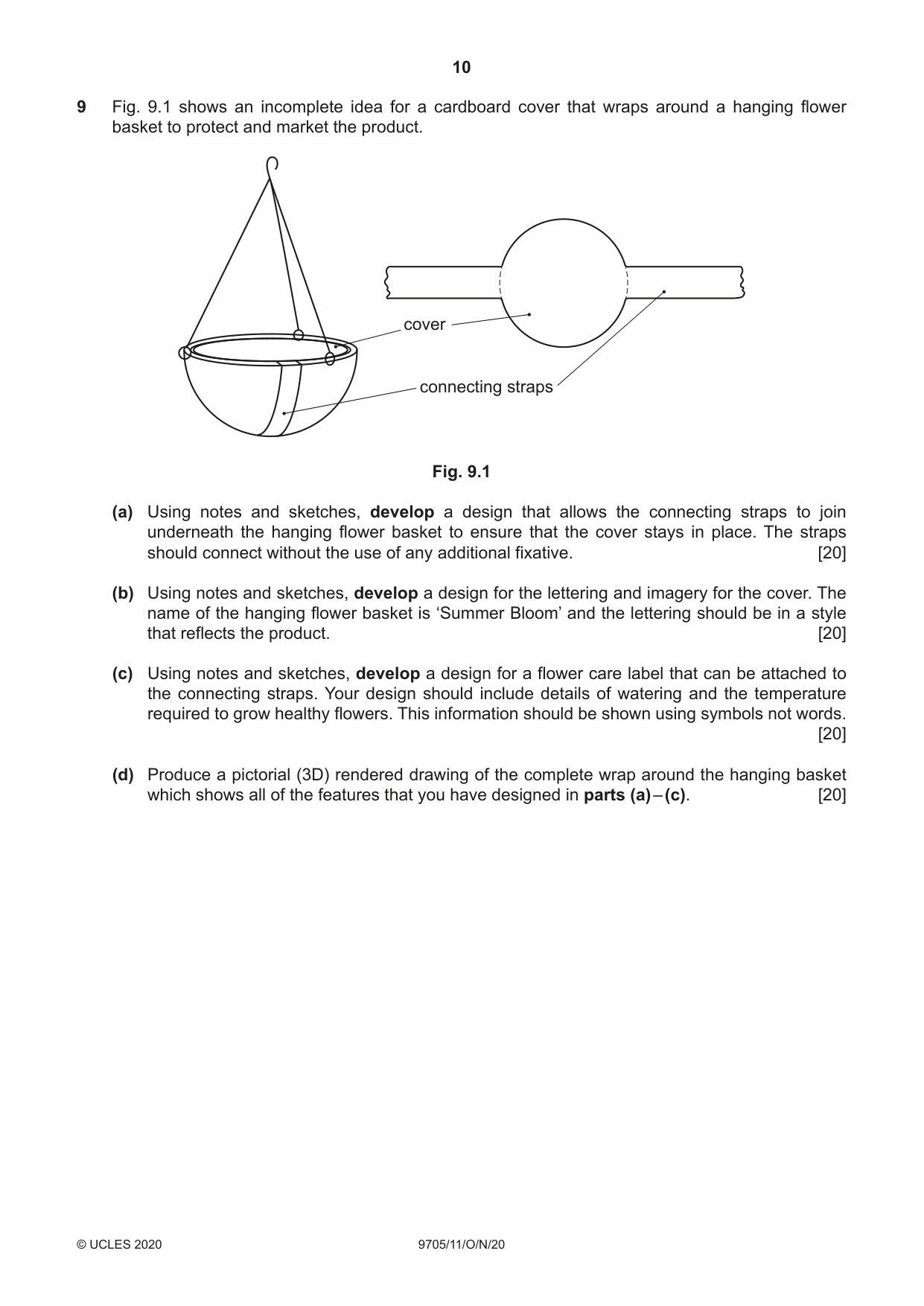Cambridge A Level Design and Technology 9705 2020 Oct/Nov Paper 1 · Variant 1 question paper, page 10 of 12