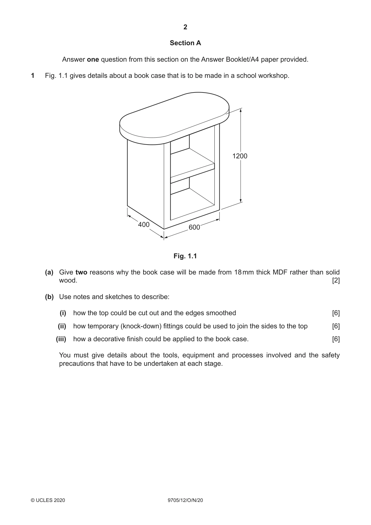 Cambridge A Level Design and Technology 9705 2020 Oct/Nov Paper 1 · Variant 2 question paper, page 2 of 12