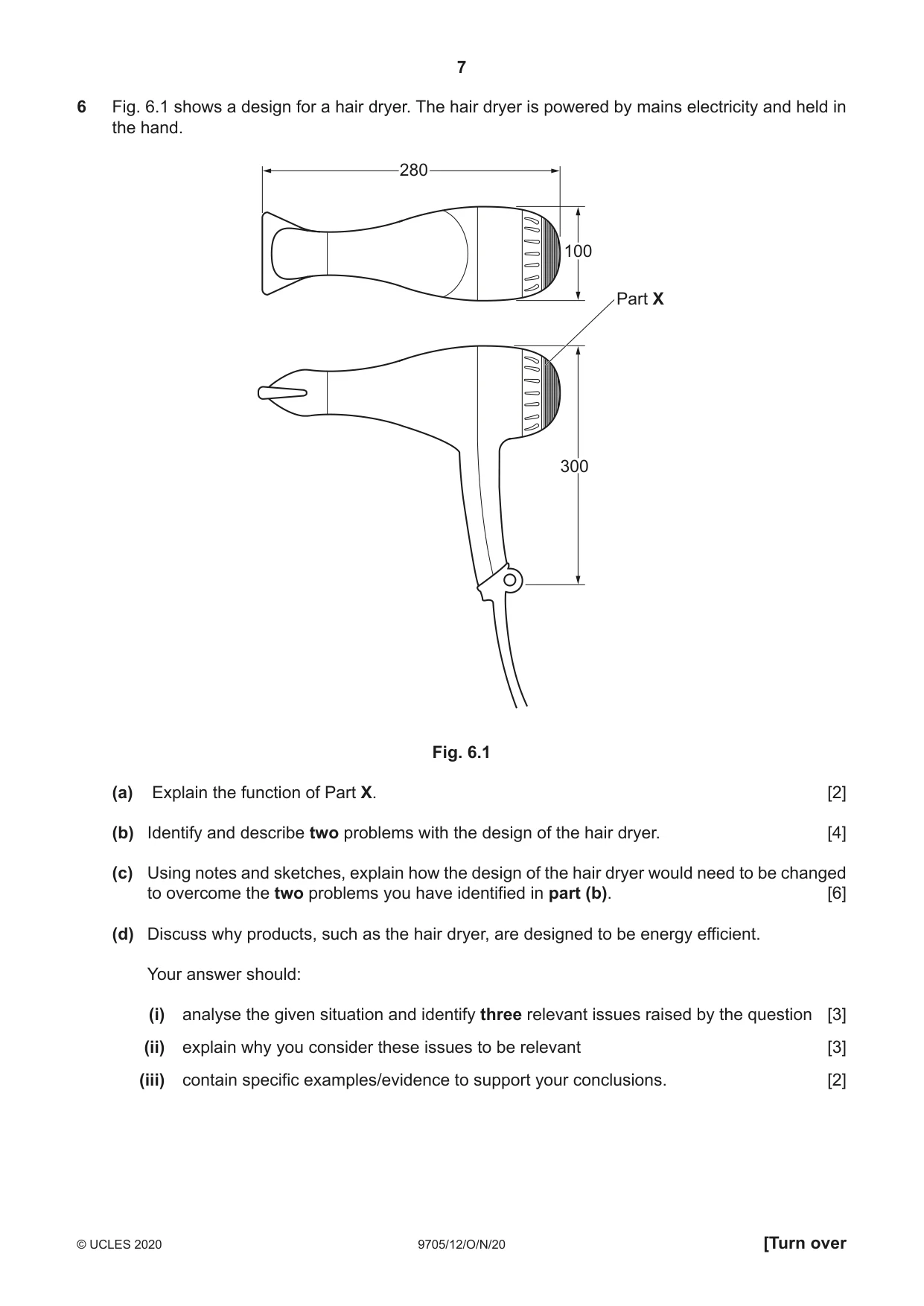 Cambridge A Level Design and Technology 9705 2020 Oct/Nov Paper 1 · Variant 2 question paper, page 7 of 12