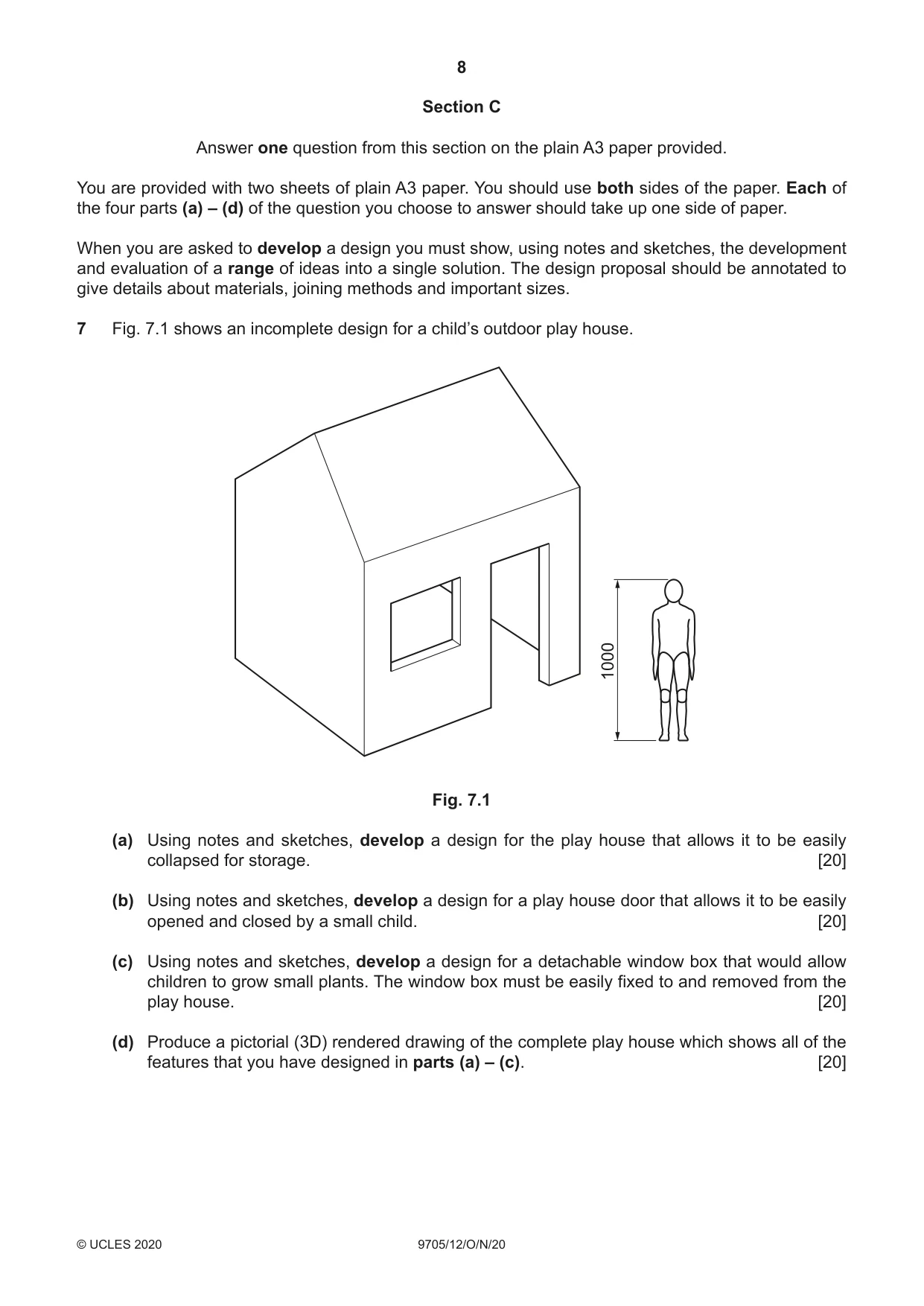 Cambridge A Level Design and Technology 9705 2020 Oct/Nov Paper 1 · Variant 2 question paper, page 8 of 12