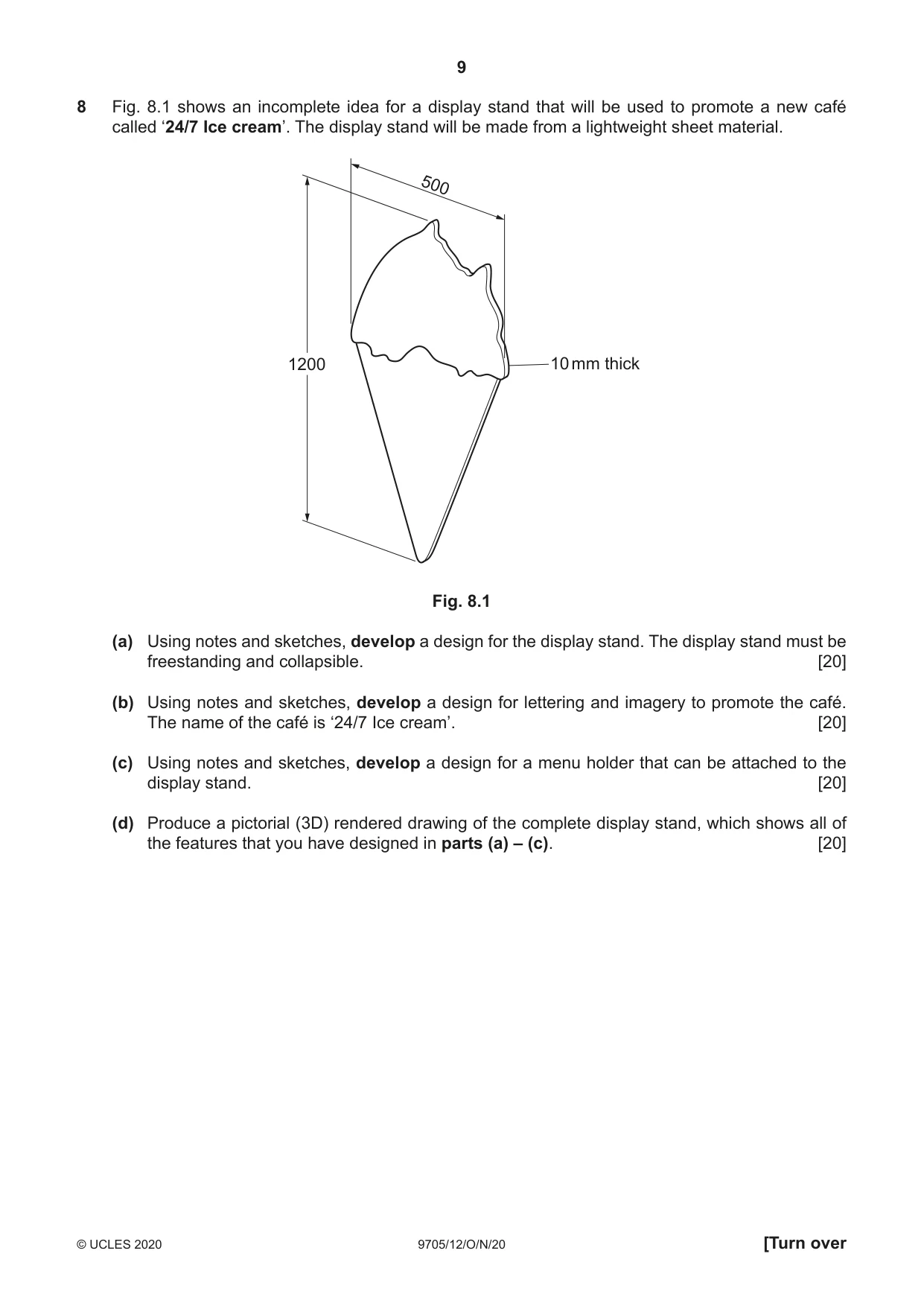 Cambridge A Level Design and Technology 9705 2020 Oct/Nov Paper 1 · Variant 2 question paper, page 9 of 12