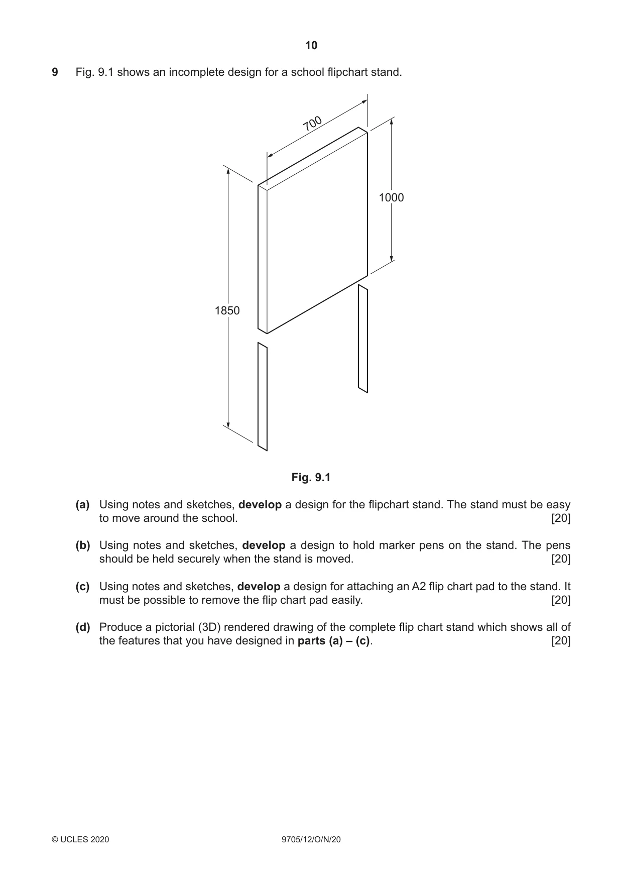 Cambridge A Level Design and Technology 9705 2020 Oct/Nov Paper 1 · Variant 2 question paper, page 10 of 12