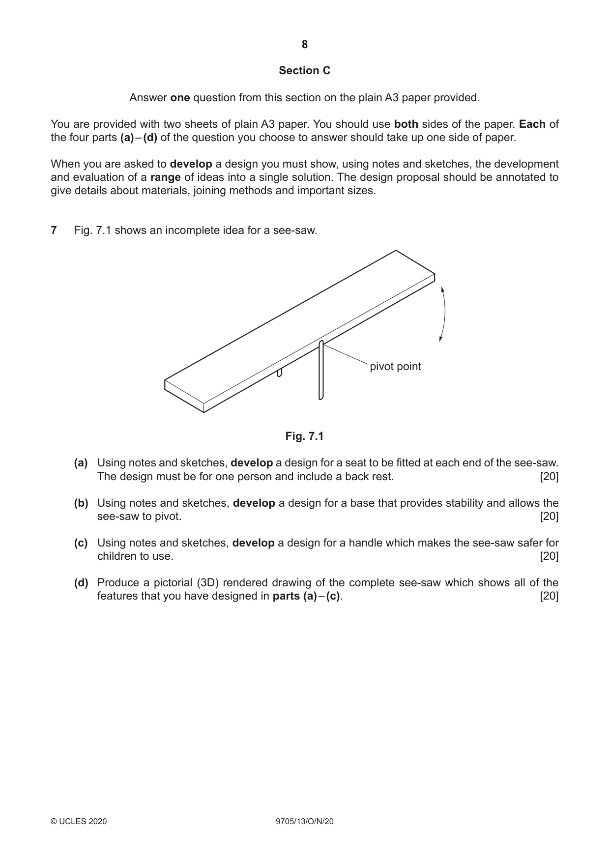 Cambridge A Level Design and Technology 9705 2020 Oct/Nov Paper 1 · Variant 3 question paper, page 8 of 12