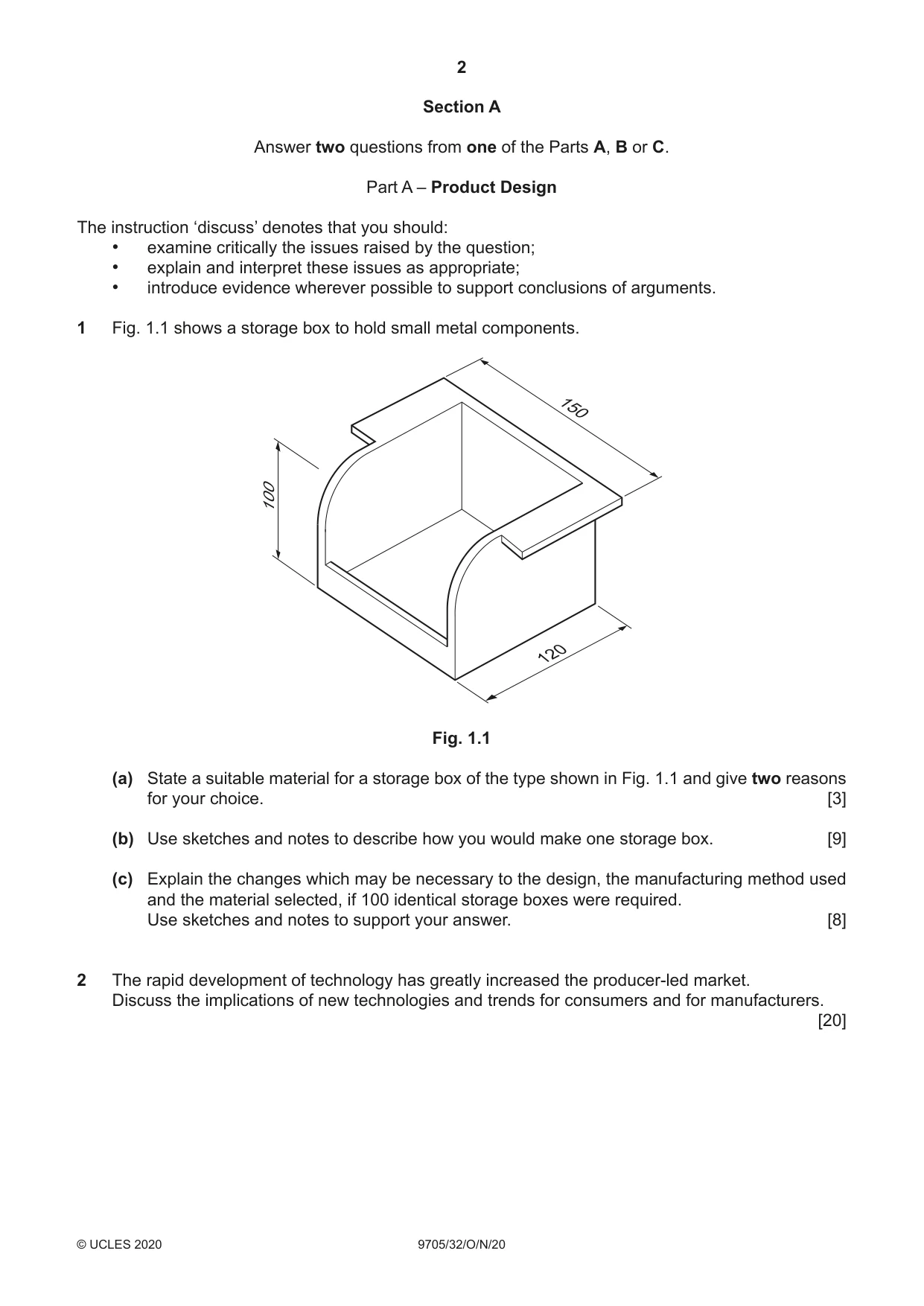Cambridge A Level Design and Technology 9705 2020 Oct/Nov Paper 3 · Variant 2 question paper, page 2 of 12